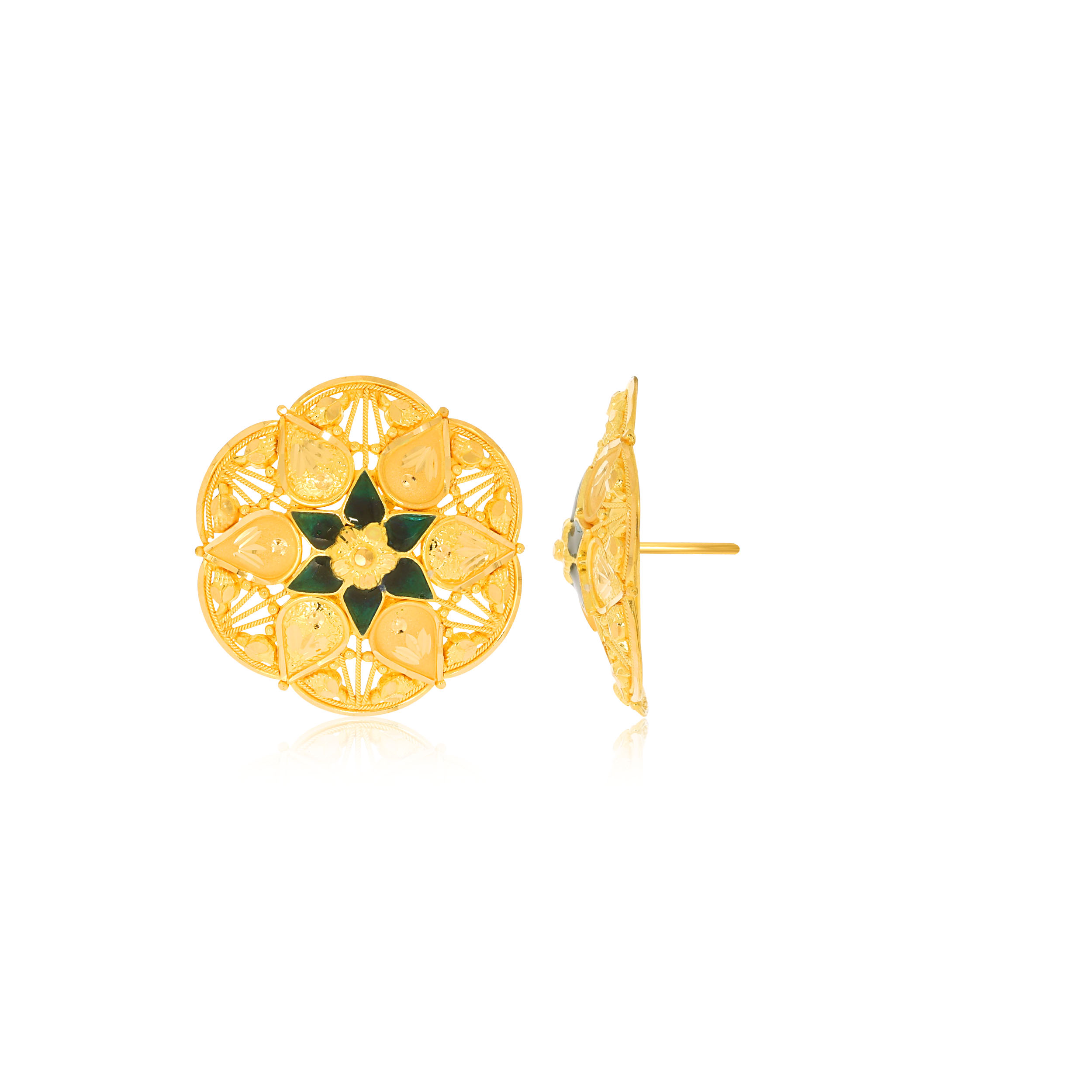 Essence of Heritage Gold Studs - Senco Gold and Diamonds