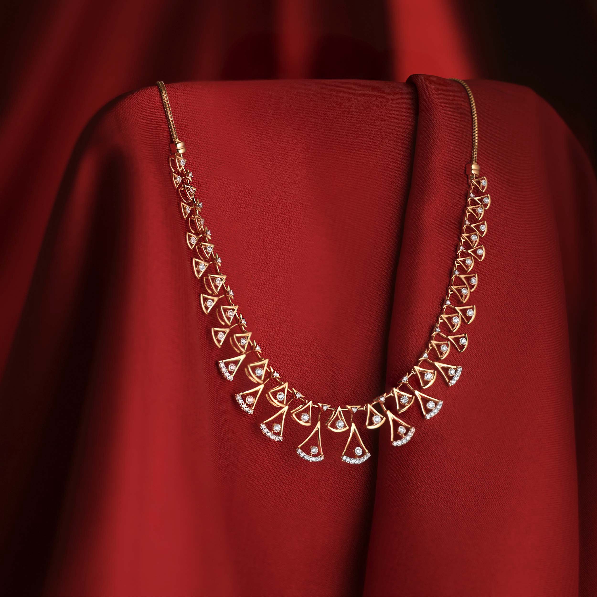 Regal Fan Radiance Diamond Gold Necklace - Senco Gold and Diamonds