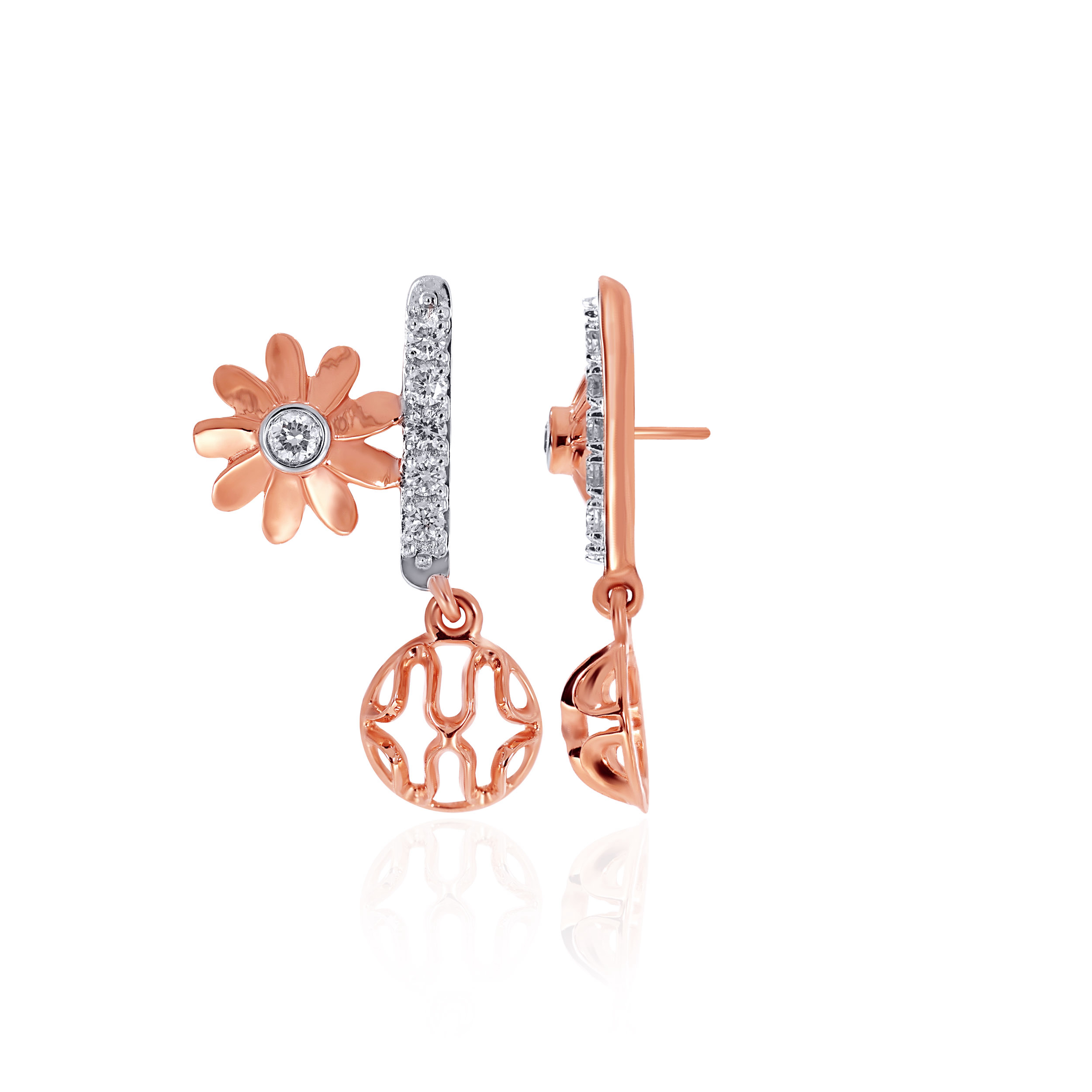 14K Rose Gold Diamond Drop Earrings-DT-D000760558 - Senco Gold and Diamonds