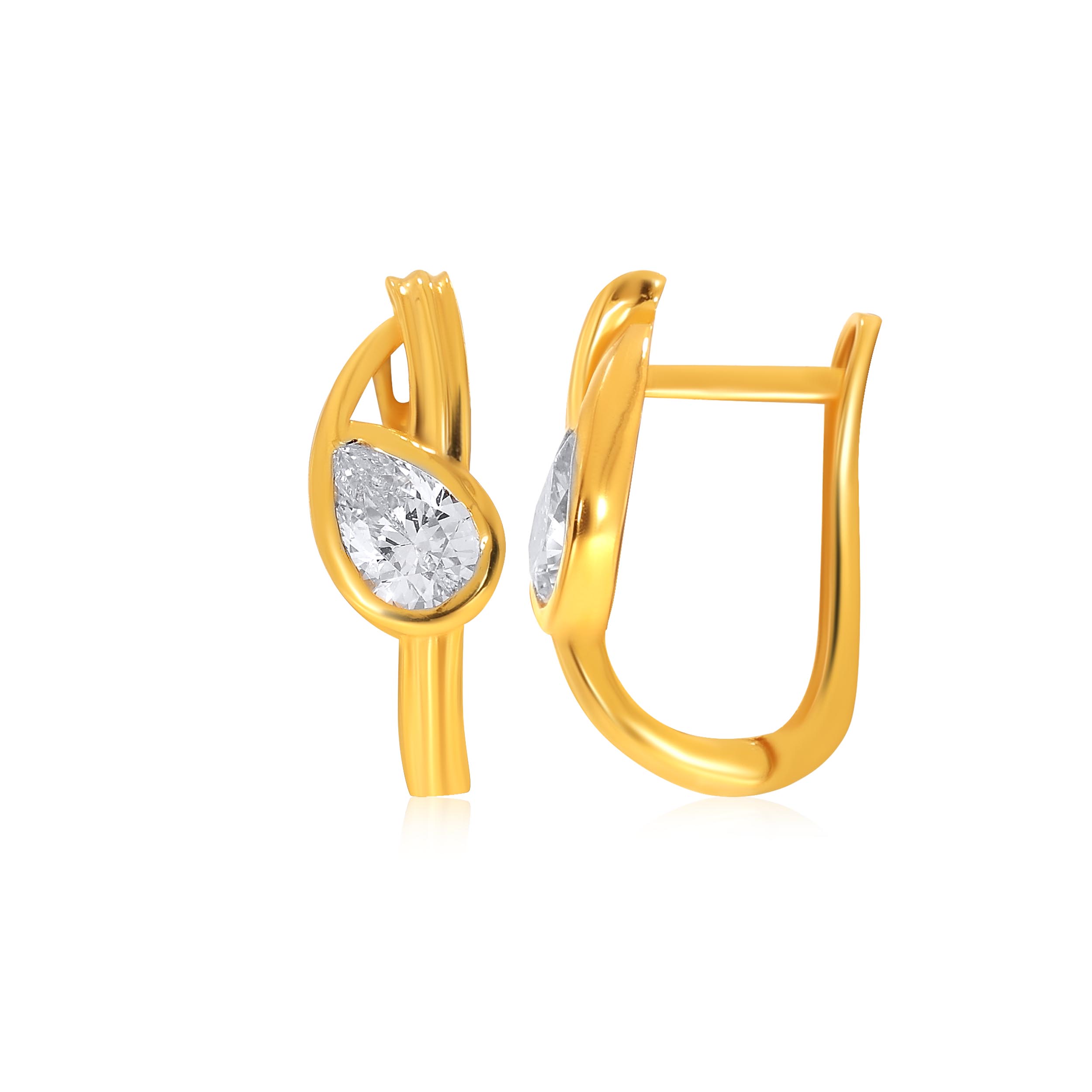 Elegant Paisley Gold Hoop Earrings - Senco Gold and Diamonds