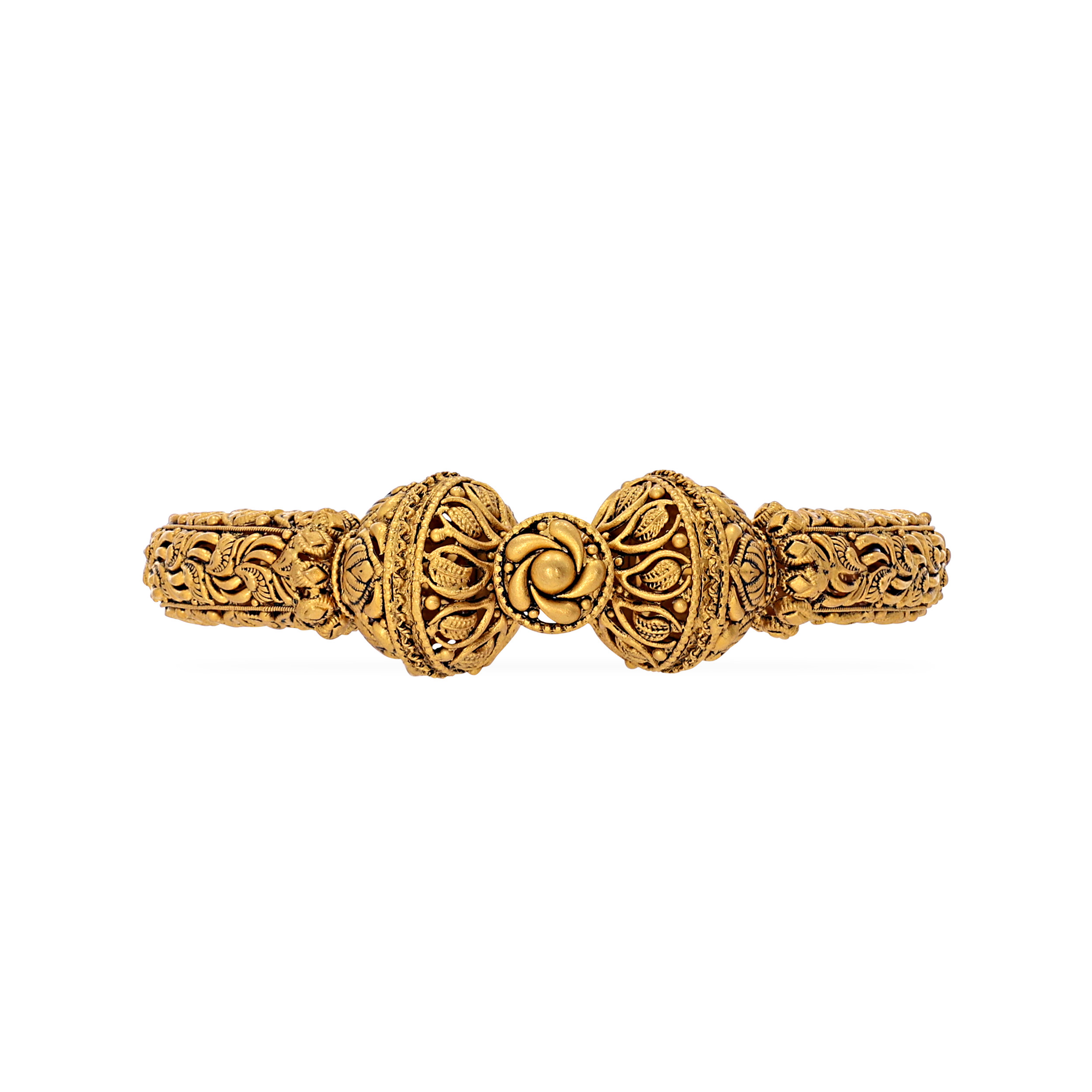 Royal Art Antique Gold Mukh Bangle - Senco Gold and Diamonds