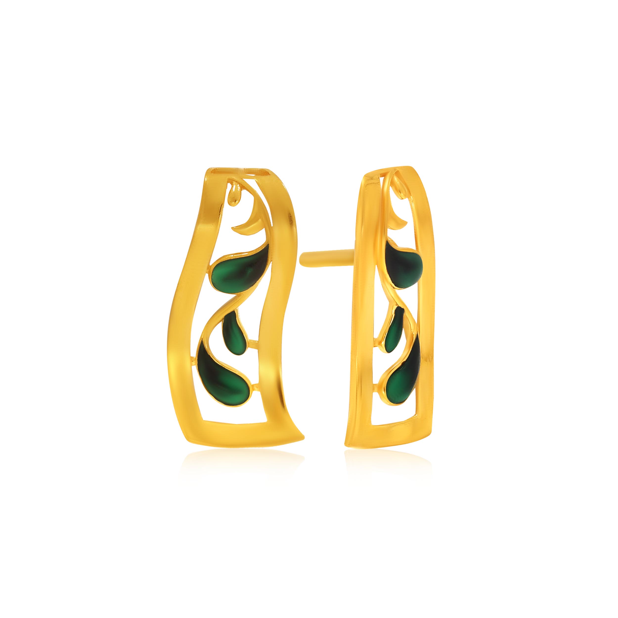 Greeny Drips Gold Studs - Senco Gold and Diamonds