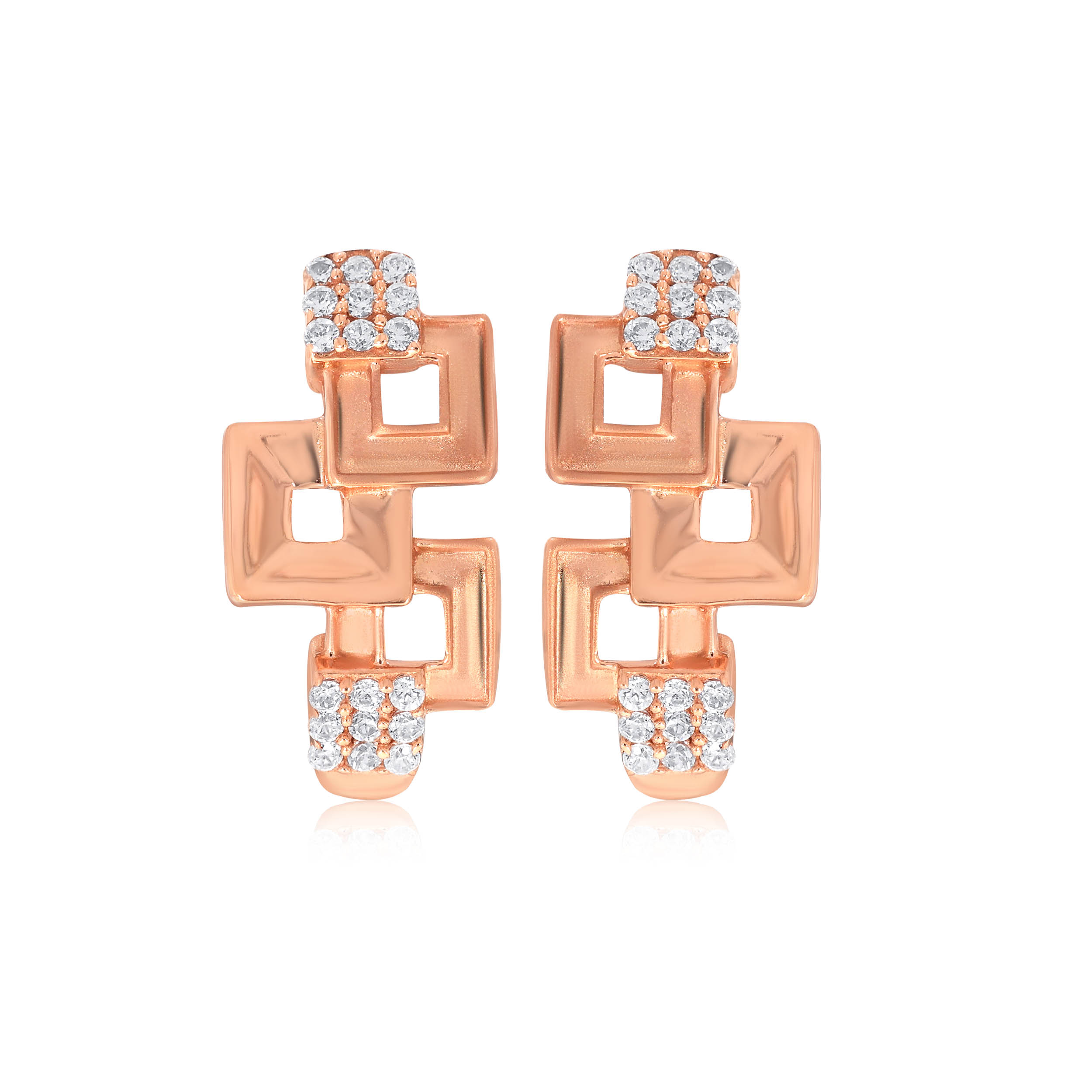 Overlapping Cubes Gold Hoop Earrings - Senco Gold and Diamonds