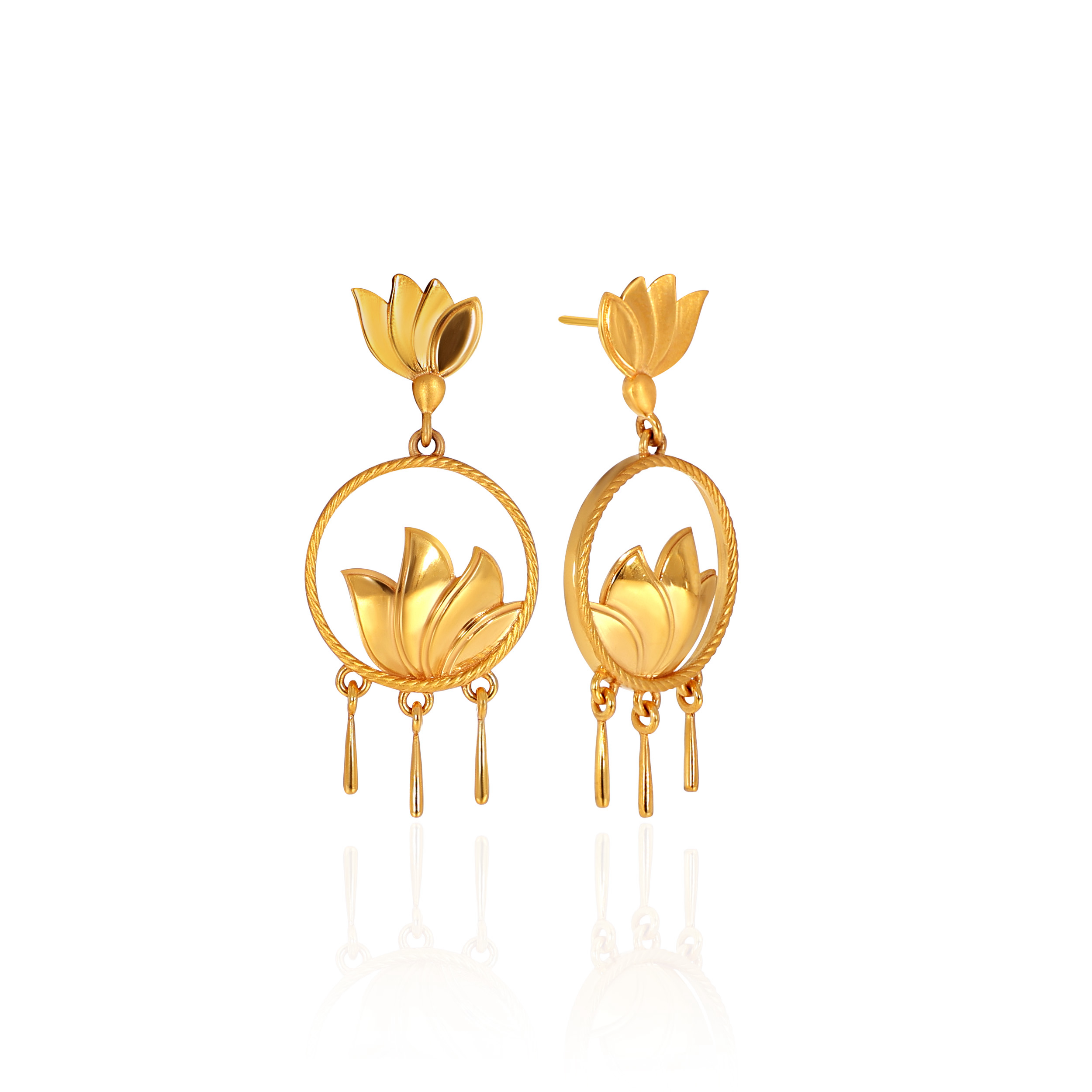 22K Yellow Gold Drop Earrings-GP-SAD0005743 - Senco Gold and Diamonds