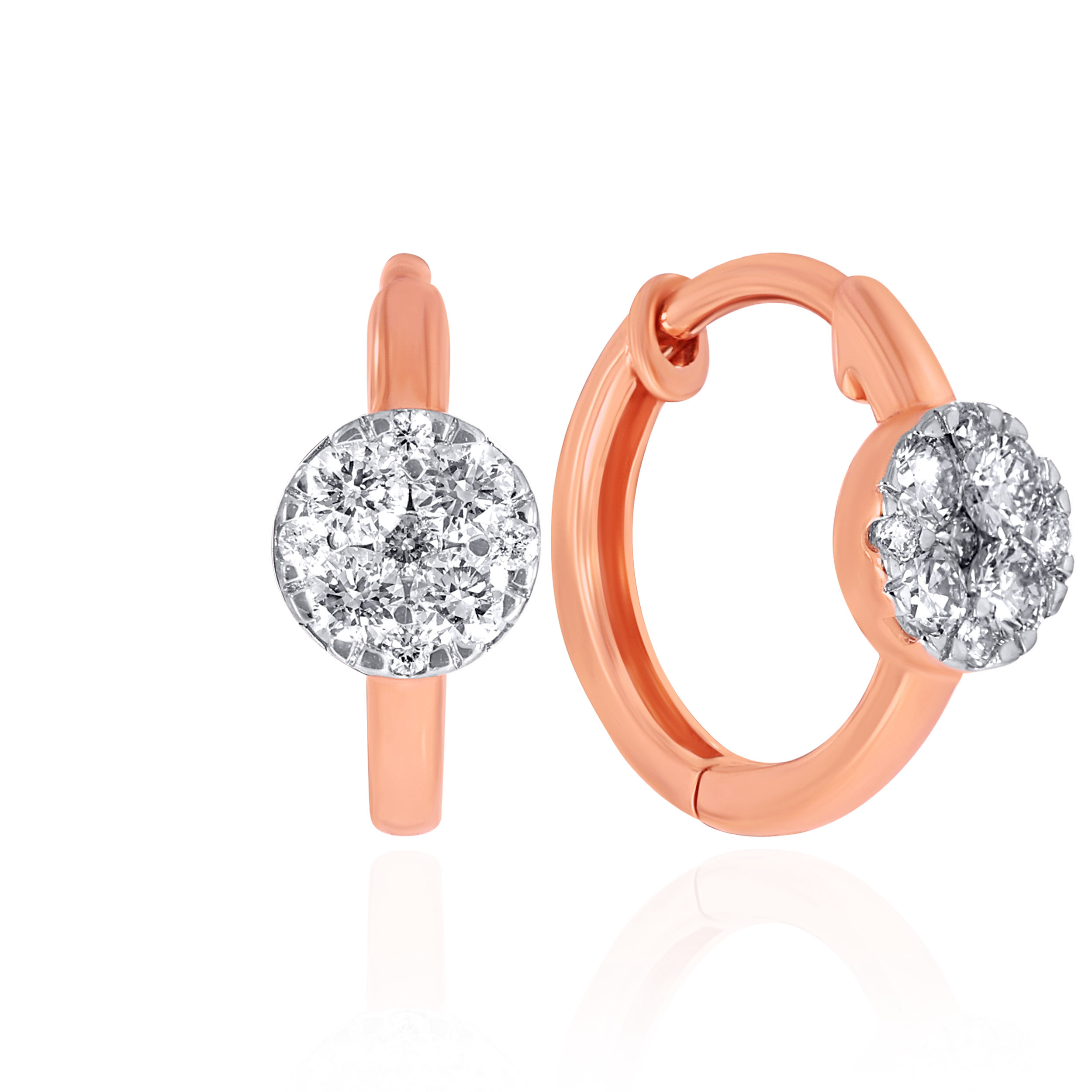 Dainty Cluster Diamond Hoop Earrings - Senco Gold and Diamonds