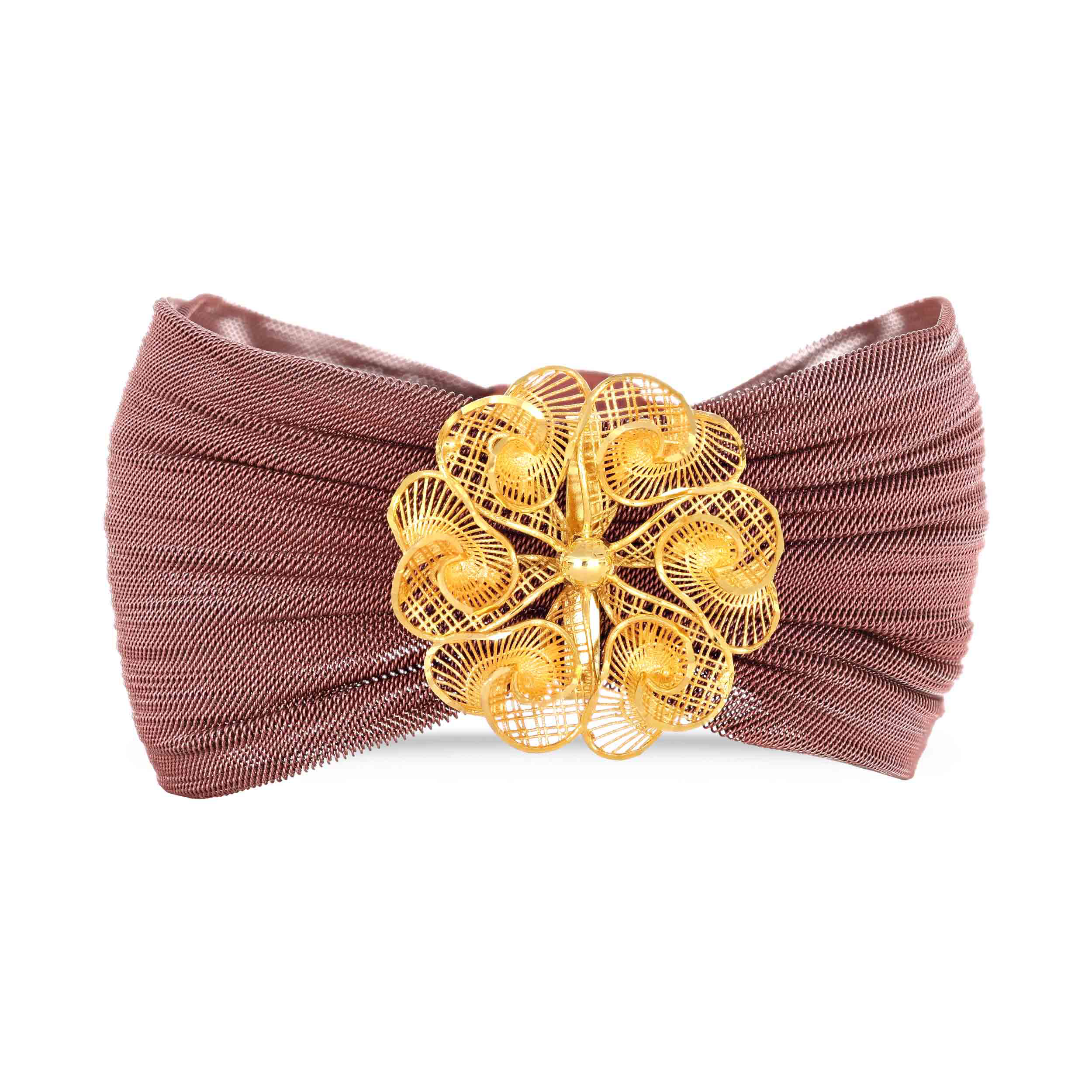 Mauve Mesh Artistry Gold Chur Bangle - Senco Gold and Diamonds