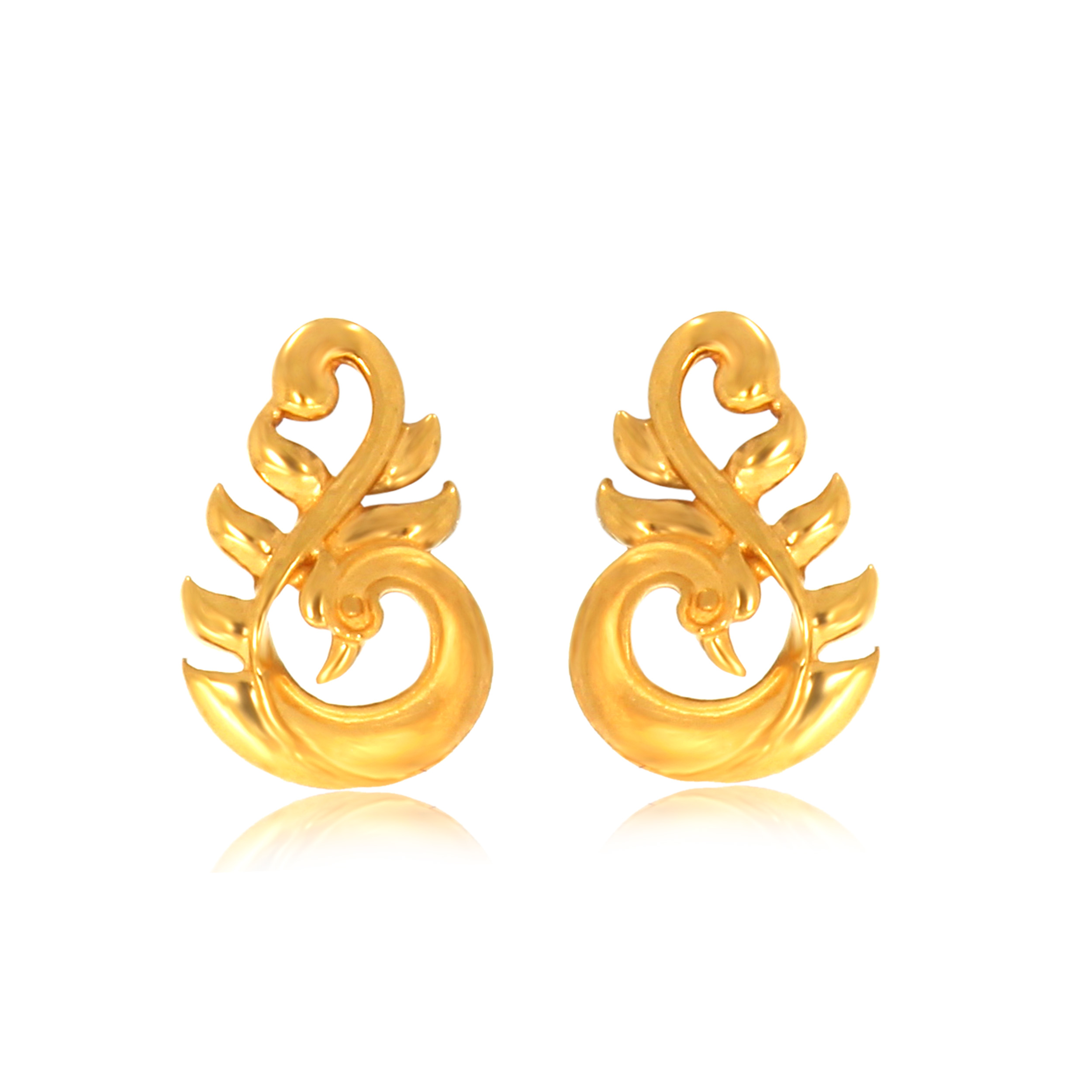 Splendid Peacock Gold Studs - Senco Gold and Diamonds