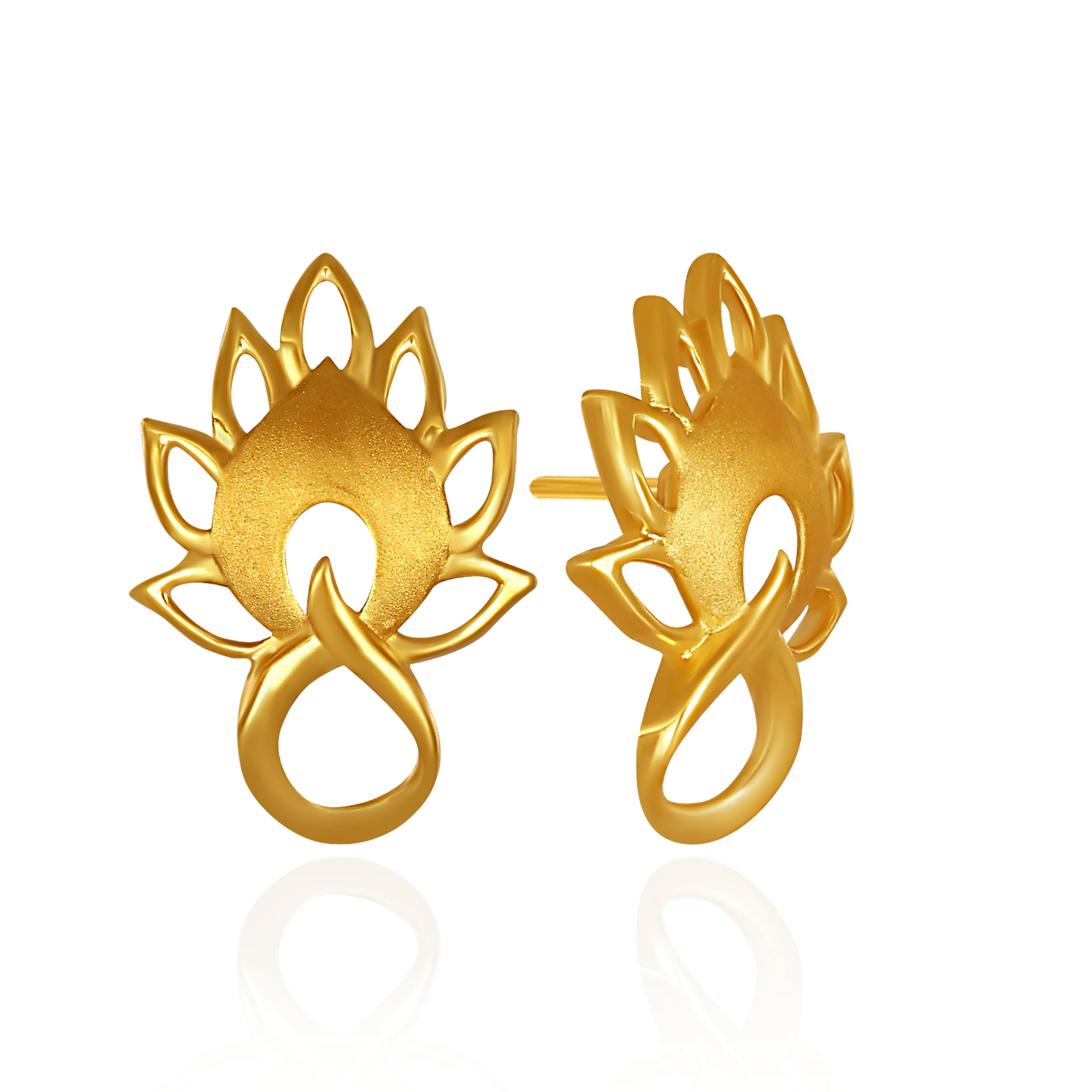 Lotus Glow Gold Studs - Senco Gold and Diamonds