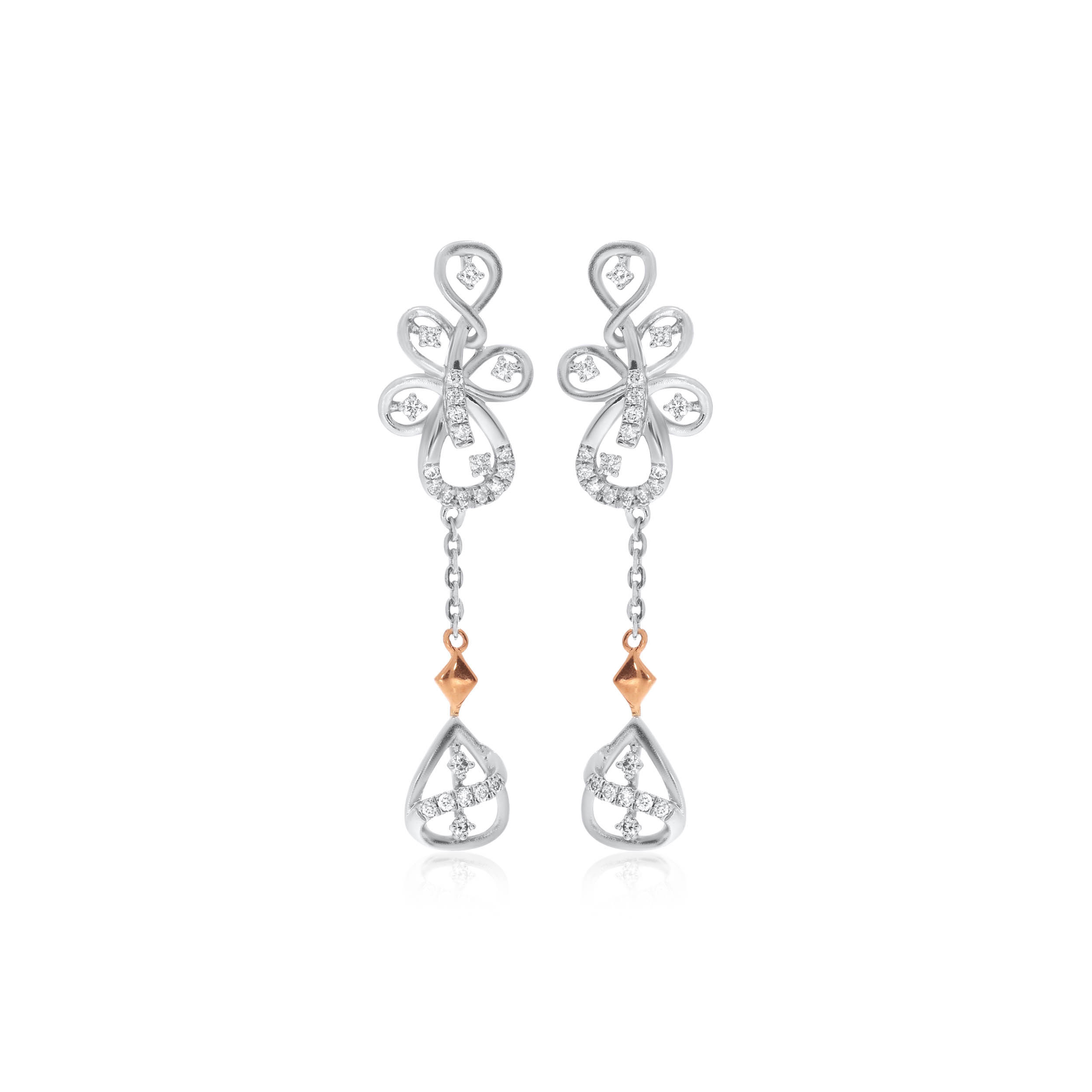 Entangled Beauty Platinum Long Earrings - Senco Gold and Diamonds