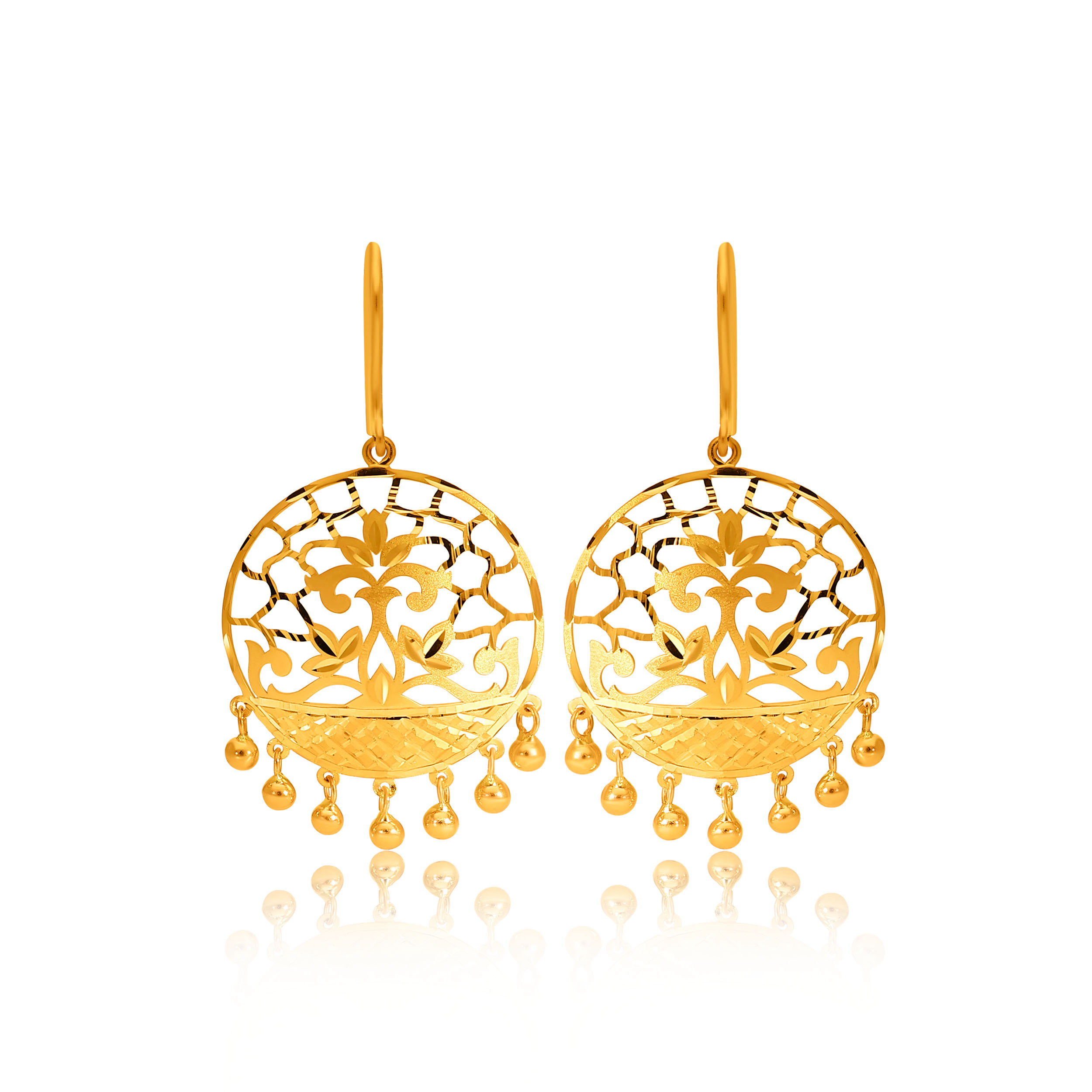 Gilded Filigree Circle Gold Earrings - Senco Gold and Diamonds