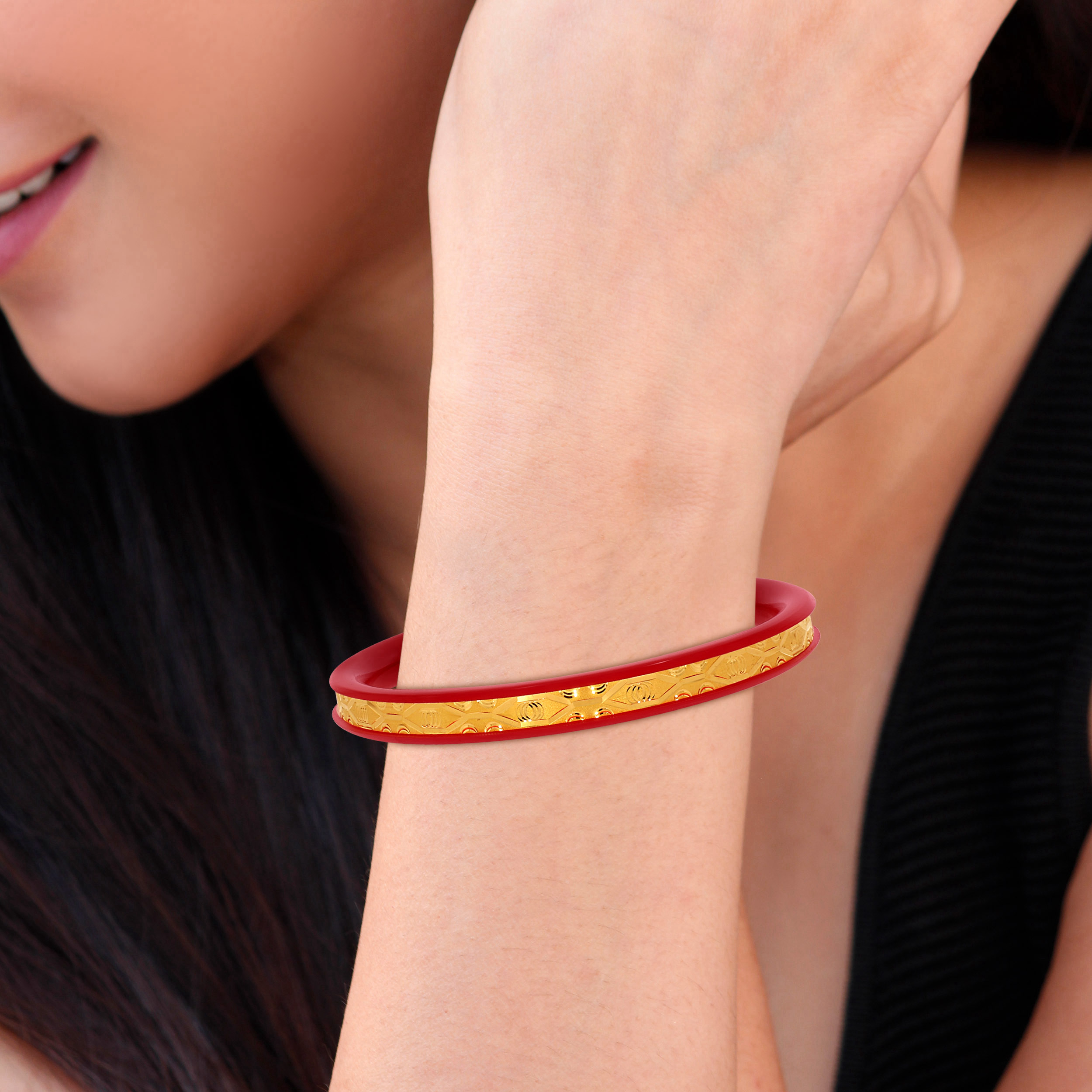 Symbol Of Love Gold Pola Bangle - Senco Gold and Diamonds