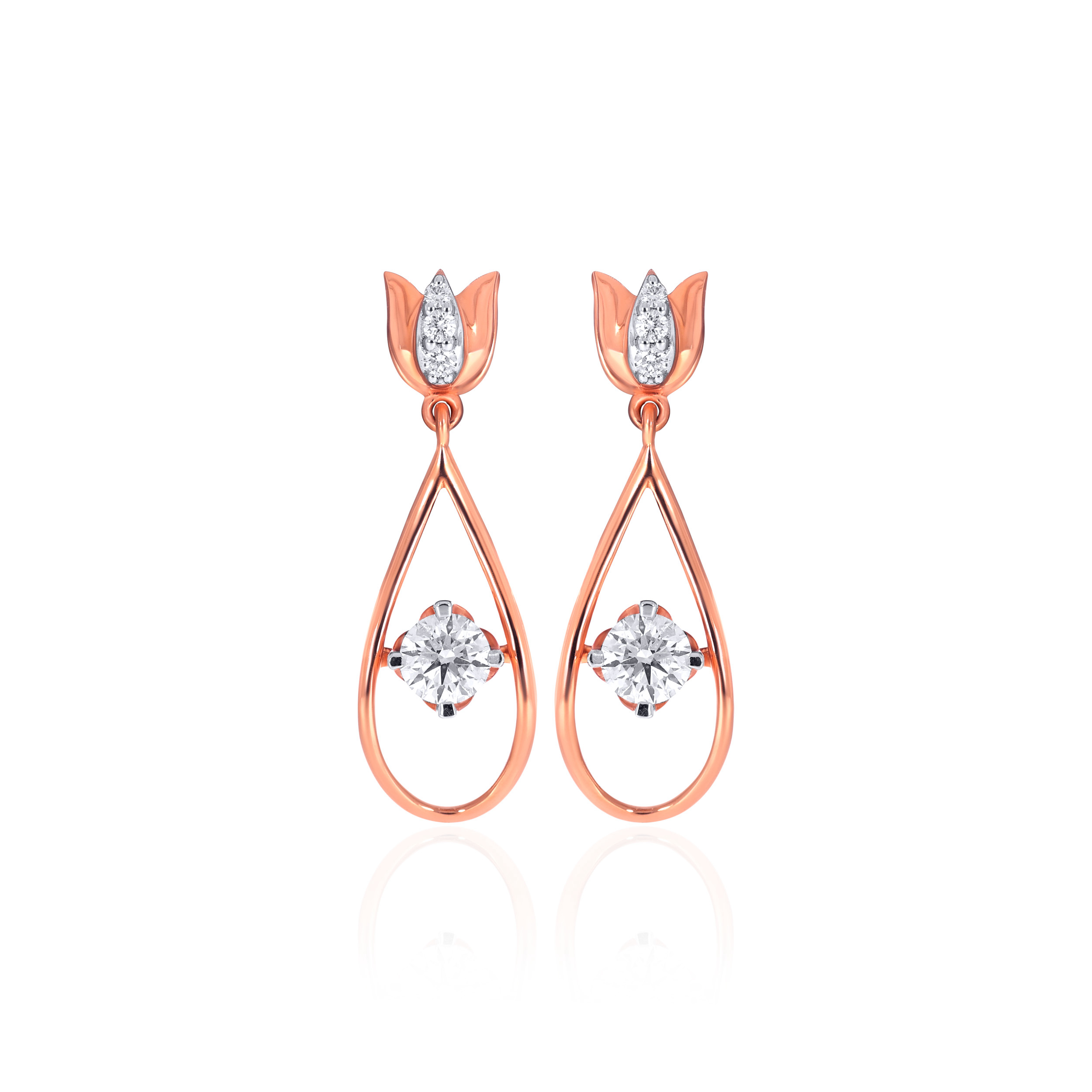 18K Rose Gold Diamond Drop Earrings-DT-D000754614 - Senco Gold and Diamonds