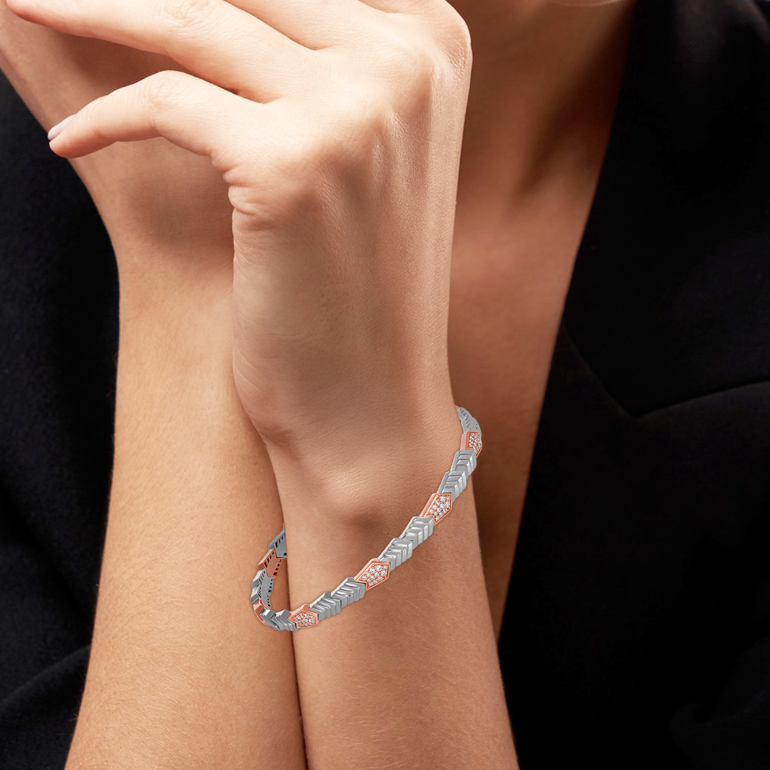 Modern Arrow Platinum Bangle - Senco Gold and Diamonds
