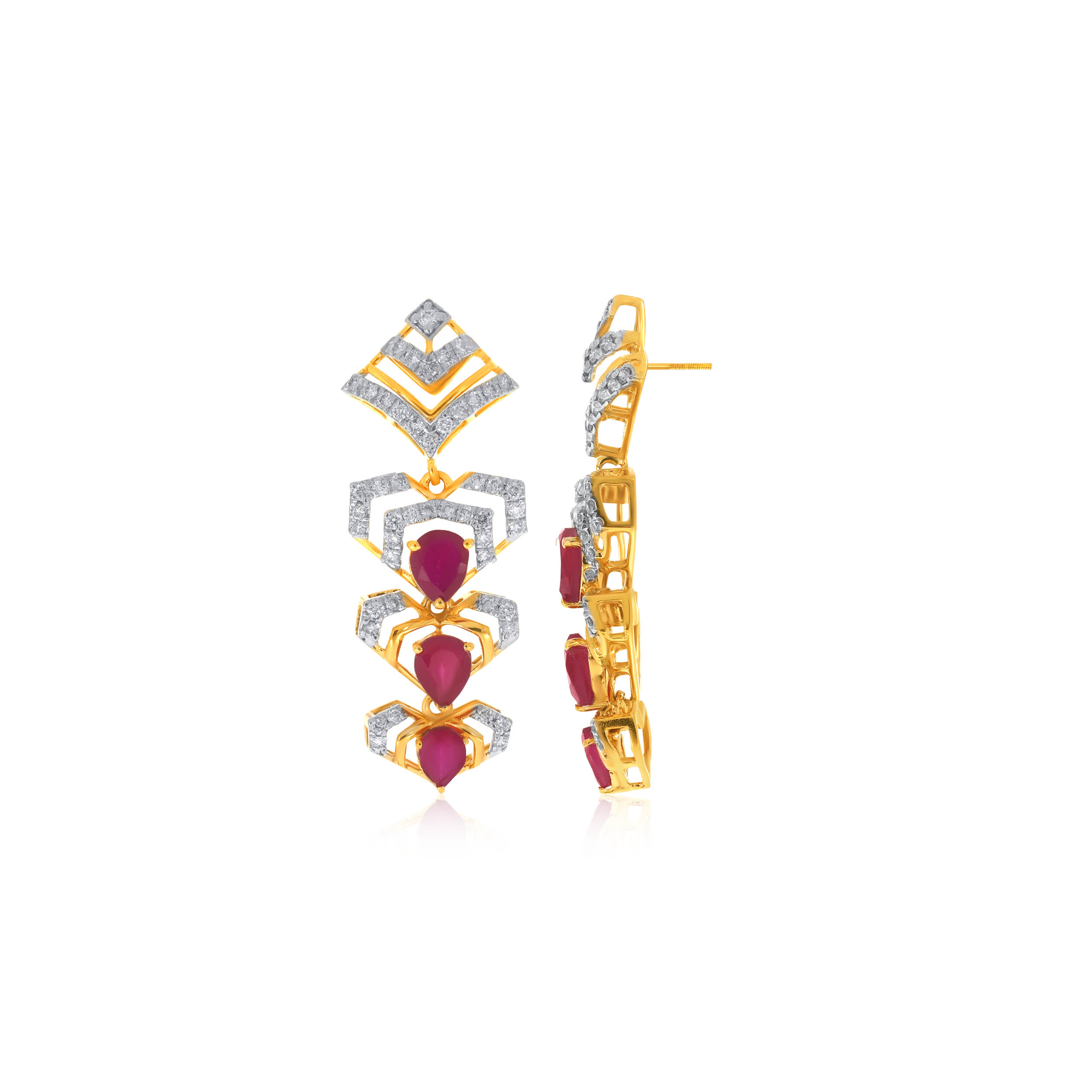 Geometric Adore Diamond Drop Earrings - Senco Gold and Diamonds