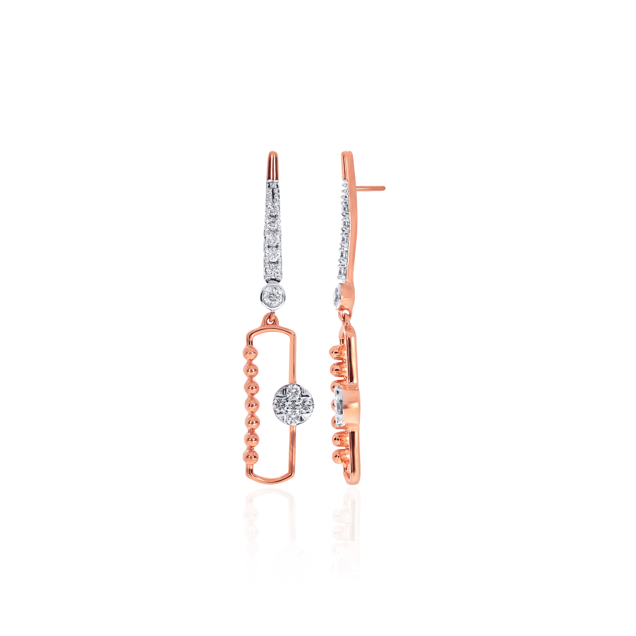 14K Rose Gold Diamond Drop Earrings-DT-D000760580 - Senco Gold and Diamonds