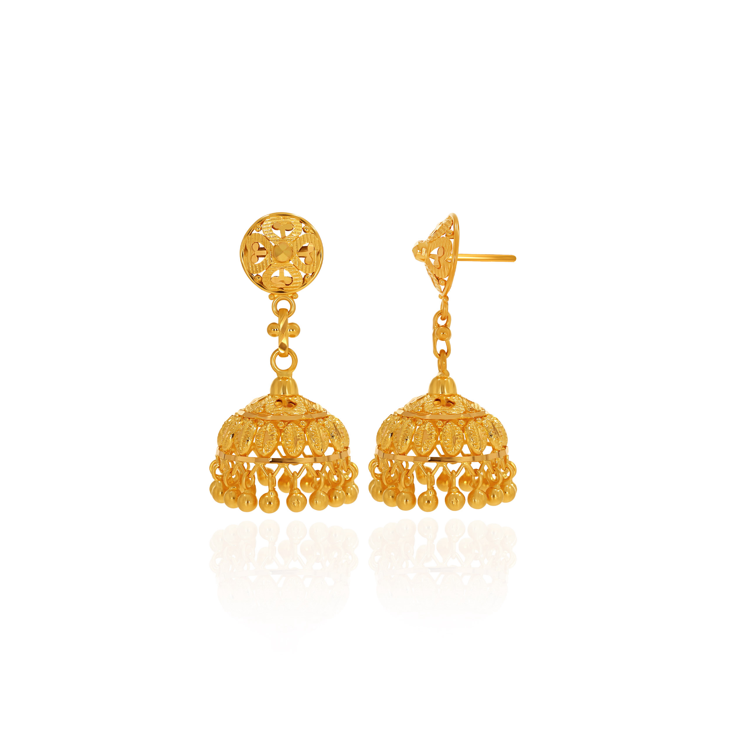 Ethnic Divinity Gold Jhumka Earrings - Senco Gold and Diamonds