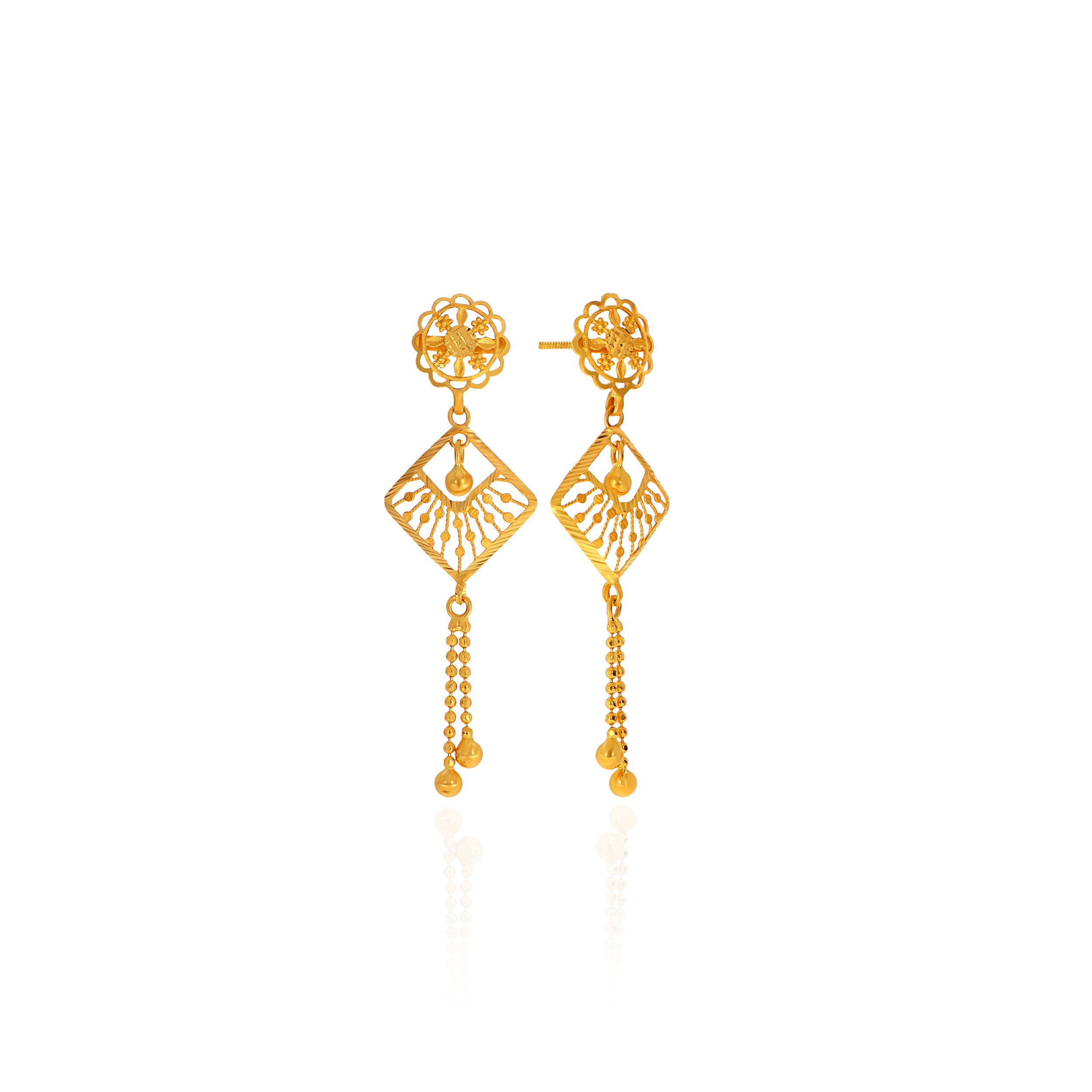 Radiant Allure Gold Long Earrings - Senco Gold and Diamonds