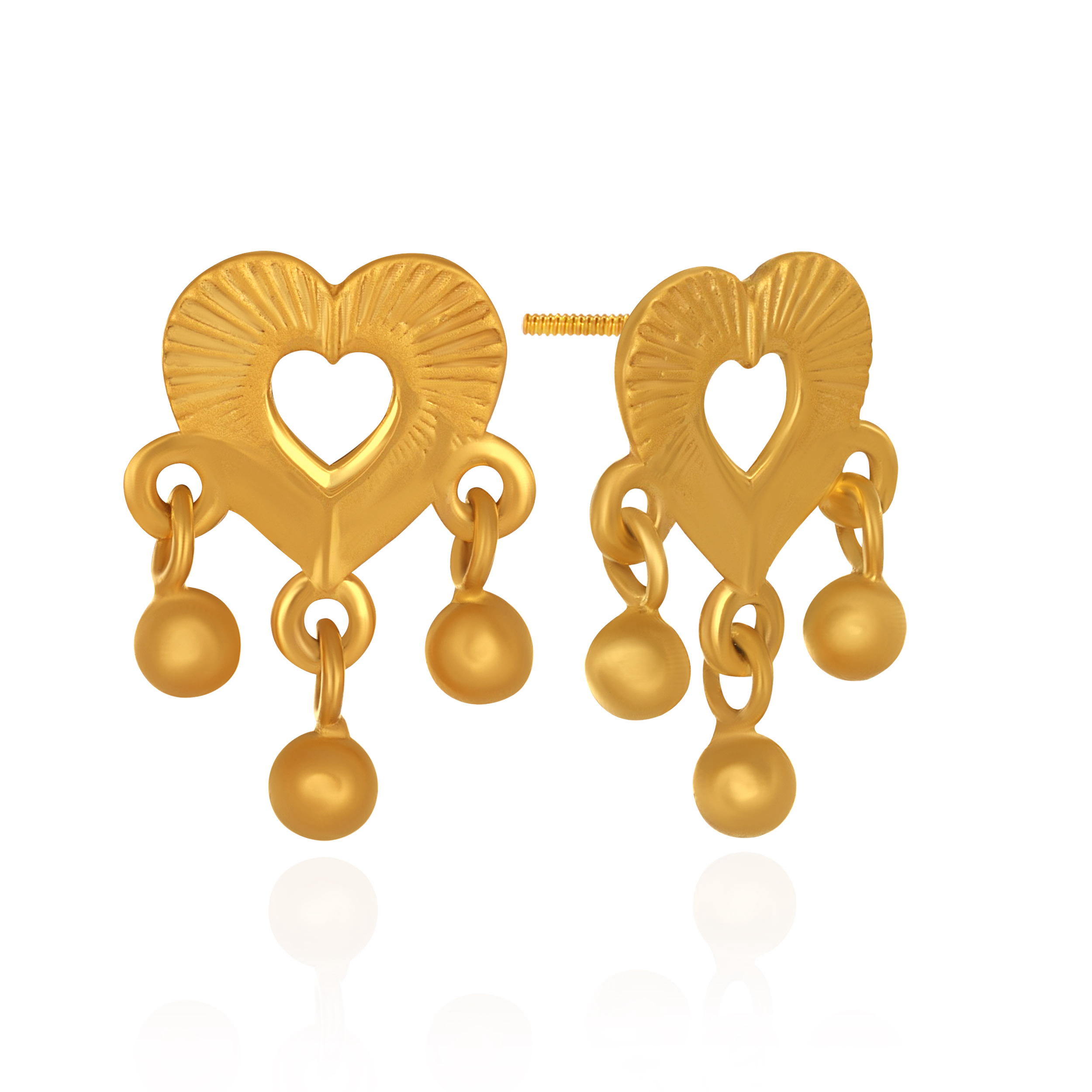 Sweet Heart Gold Drop Earrings - Senco Gold and Diamonds