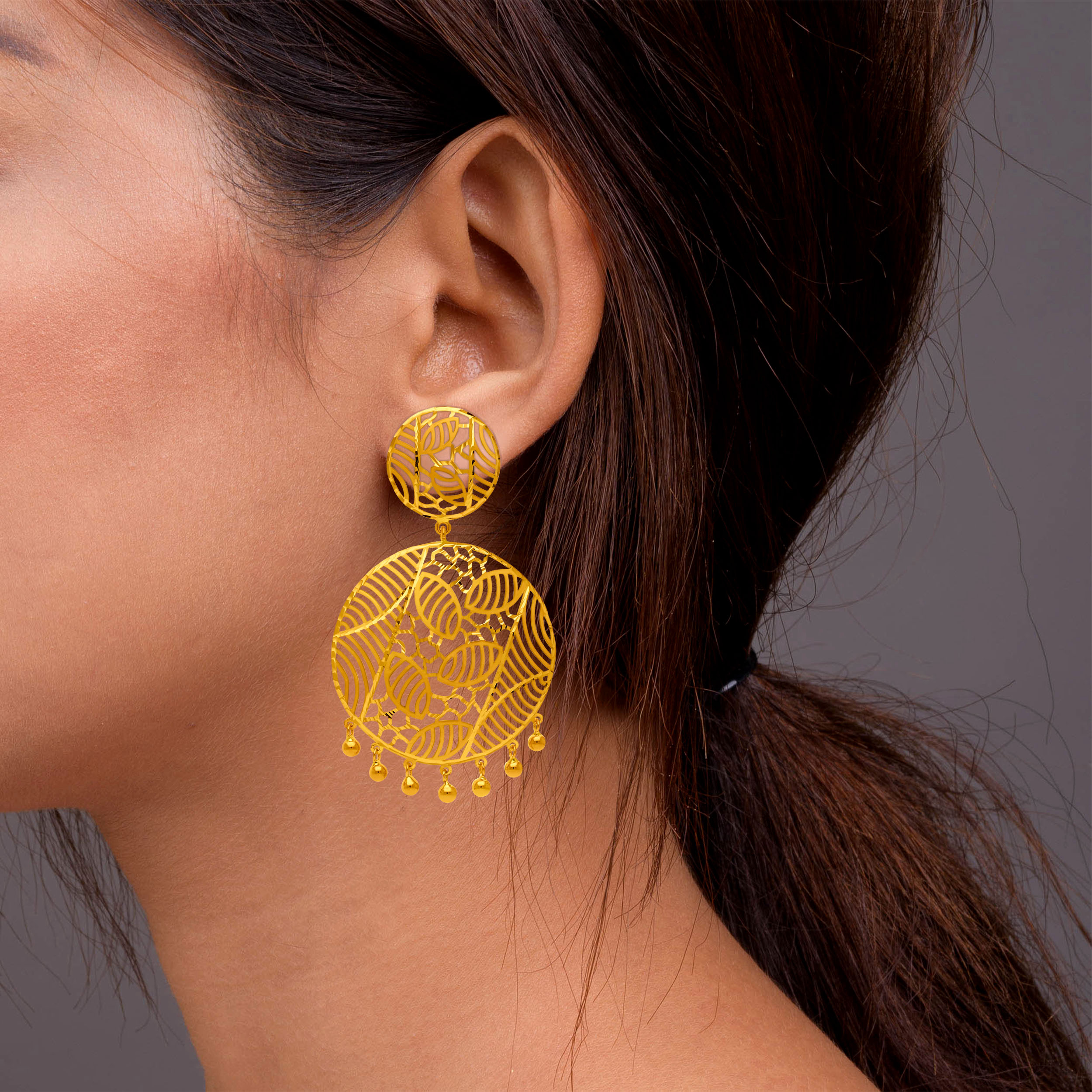22K Yellow Gold Danglers Earrings-GP-SAD0004941 - Senco Gold and Diamonds