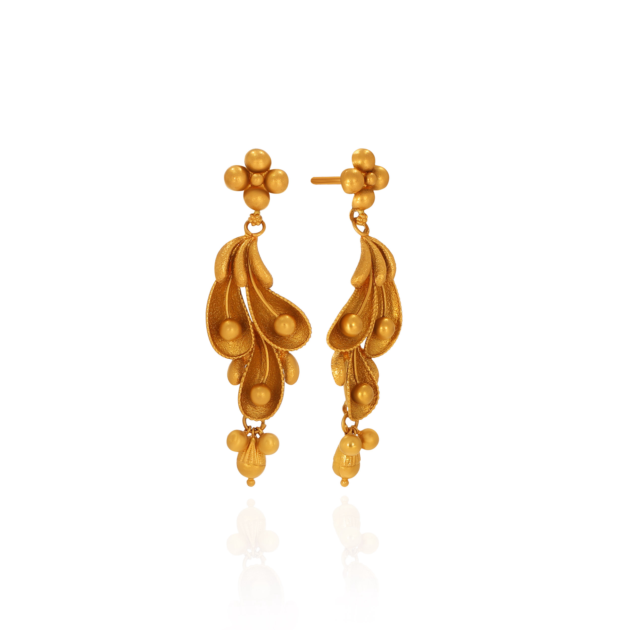 Ornate Petal Gold Earrings - Senco Gold and Diamonds