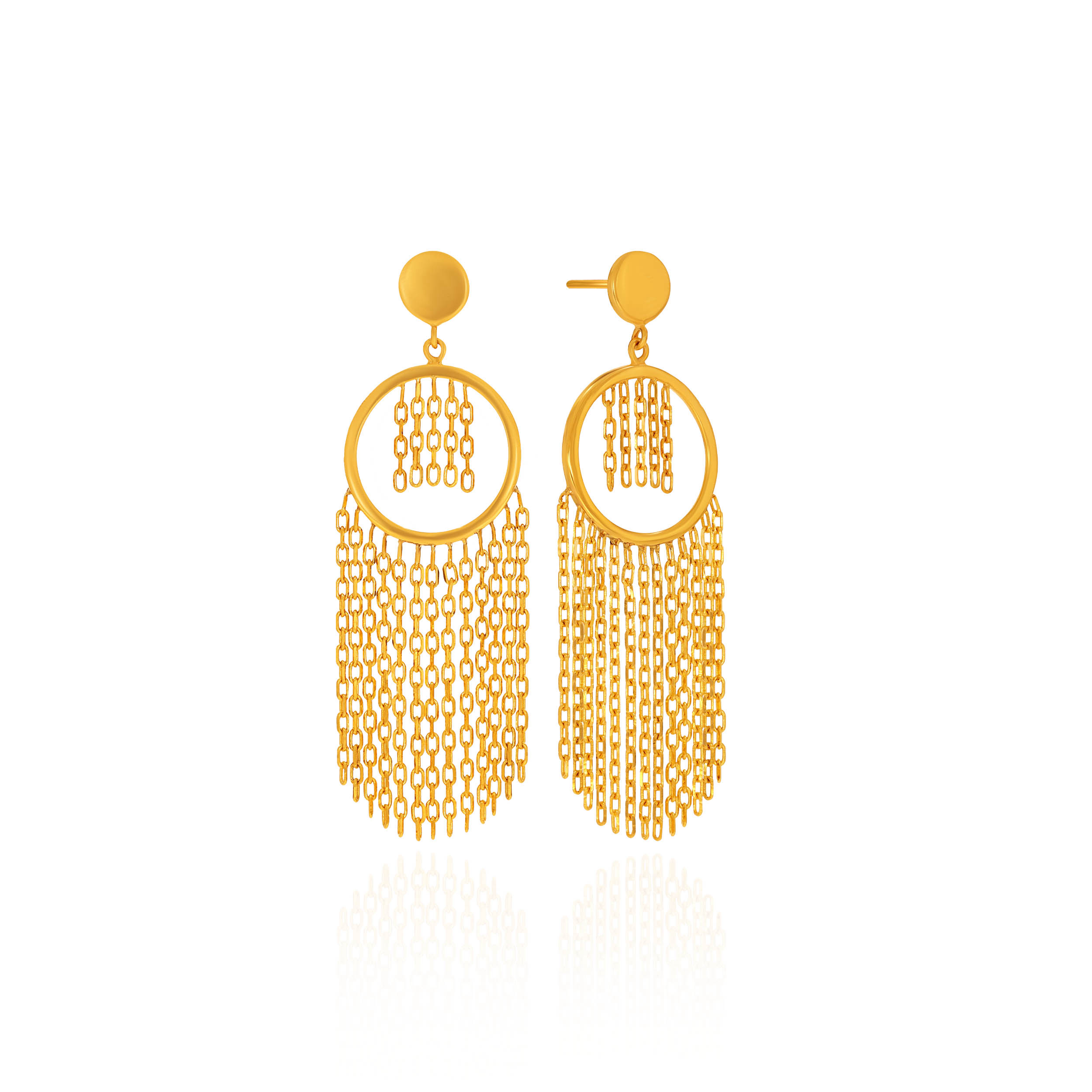Elegant Circle Tassel Gold Earrings - Senco Gold and Diamonds