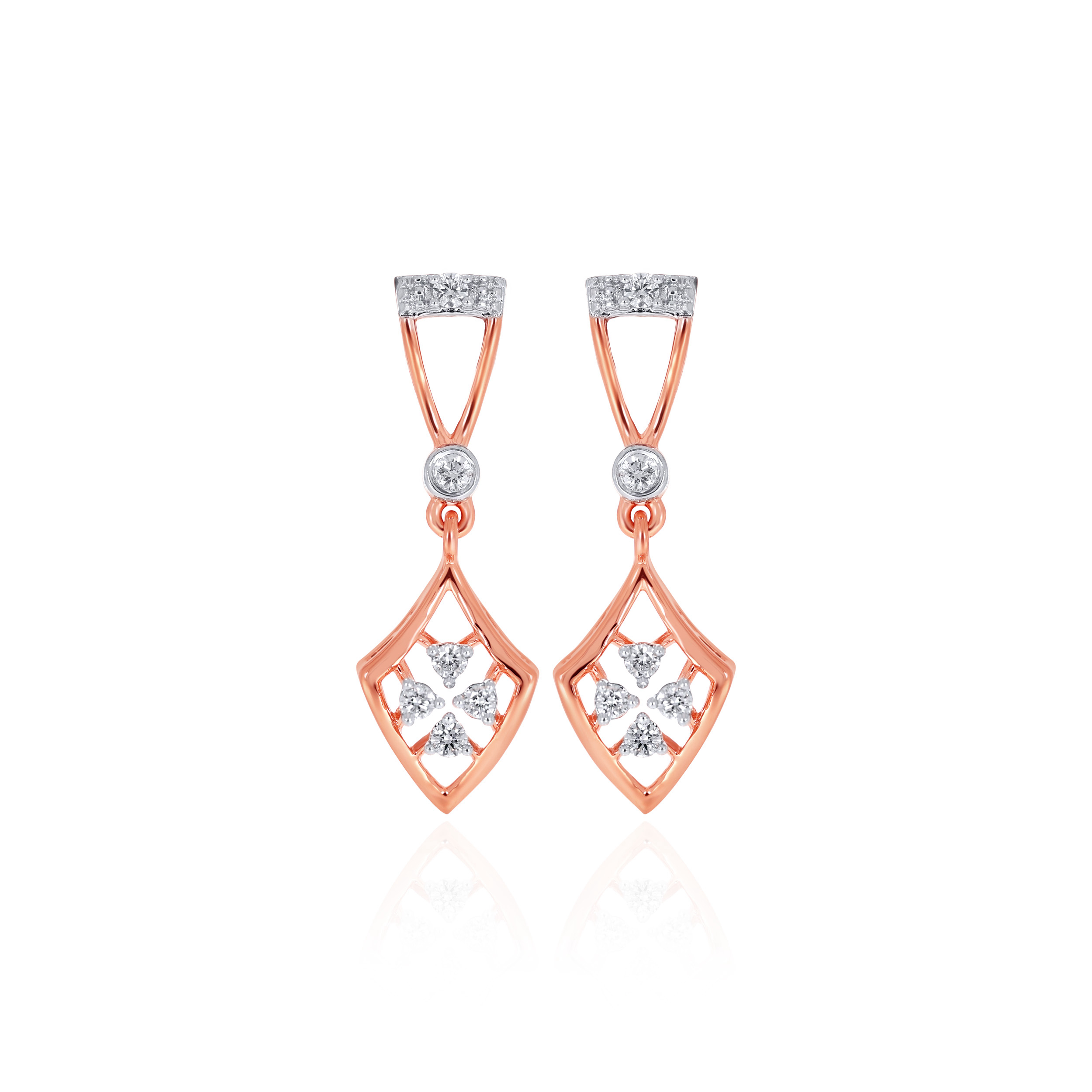 14K Rose Gold Diamond Drop Earrings-DT-D000760581 - Senco Gold and Diamonds