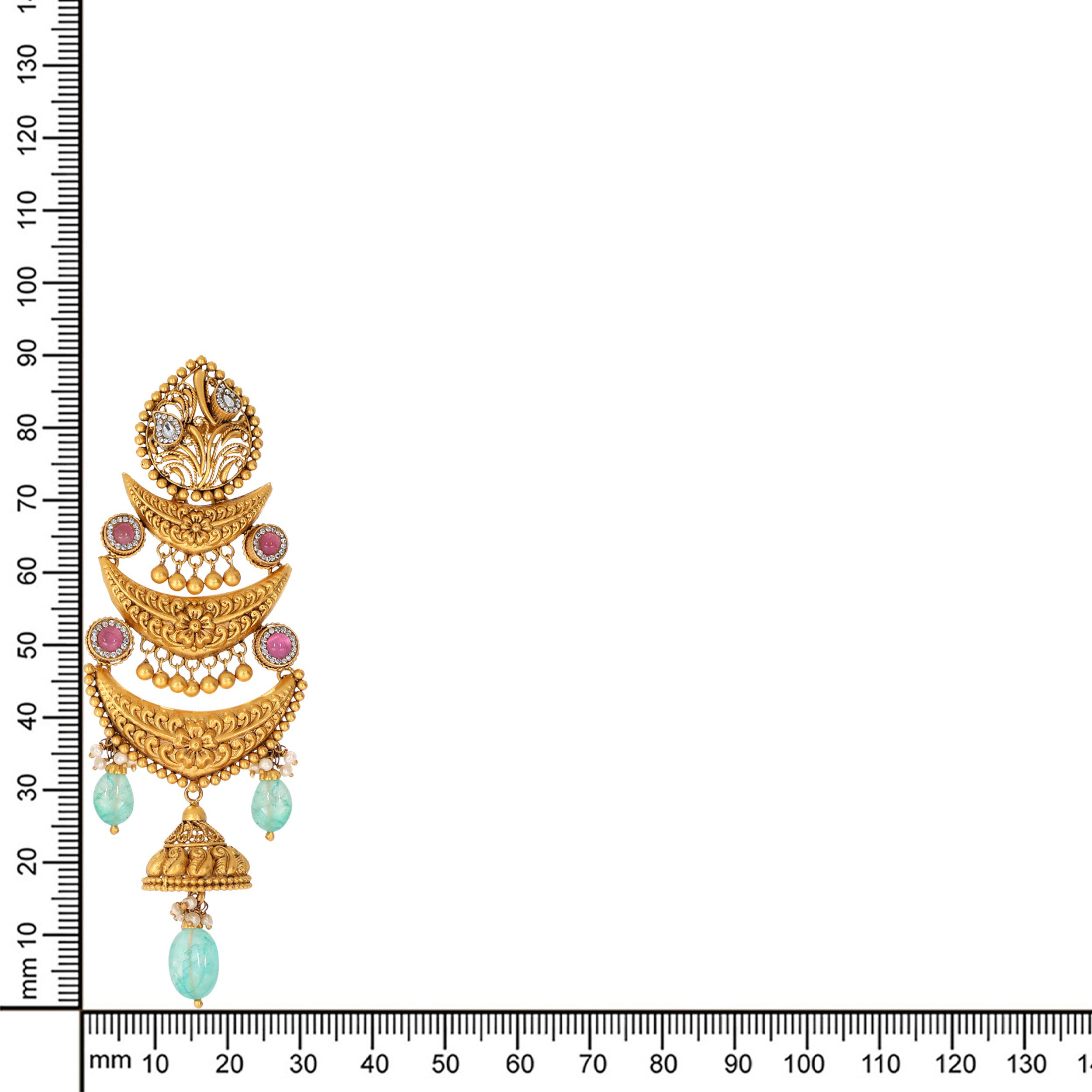Majestic Trio Kundan Gold Danglers - Senco Gold and Diamonds
