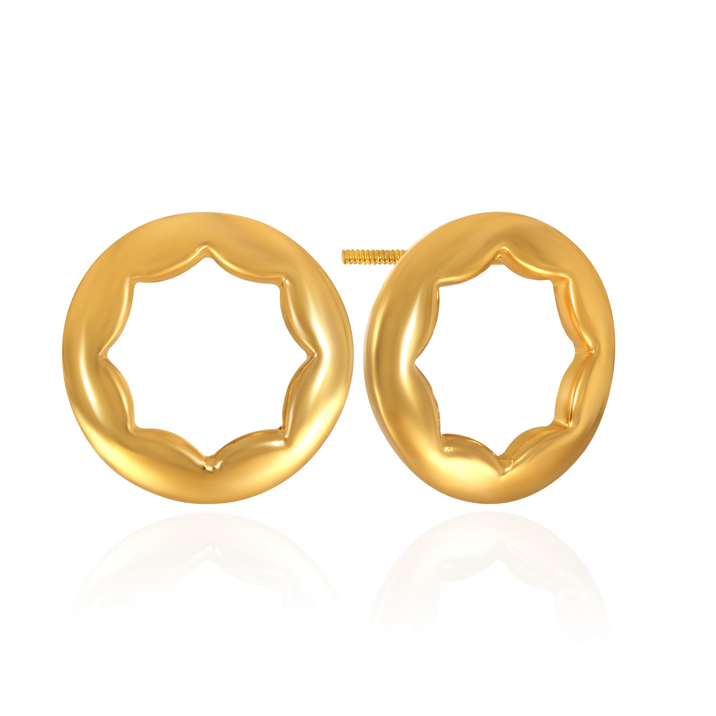Circled Wave Gold Studs - Senco Gold and Diamonds