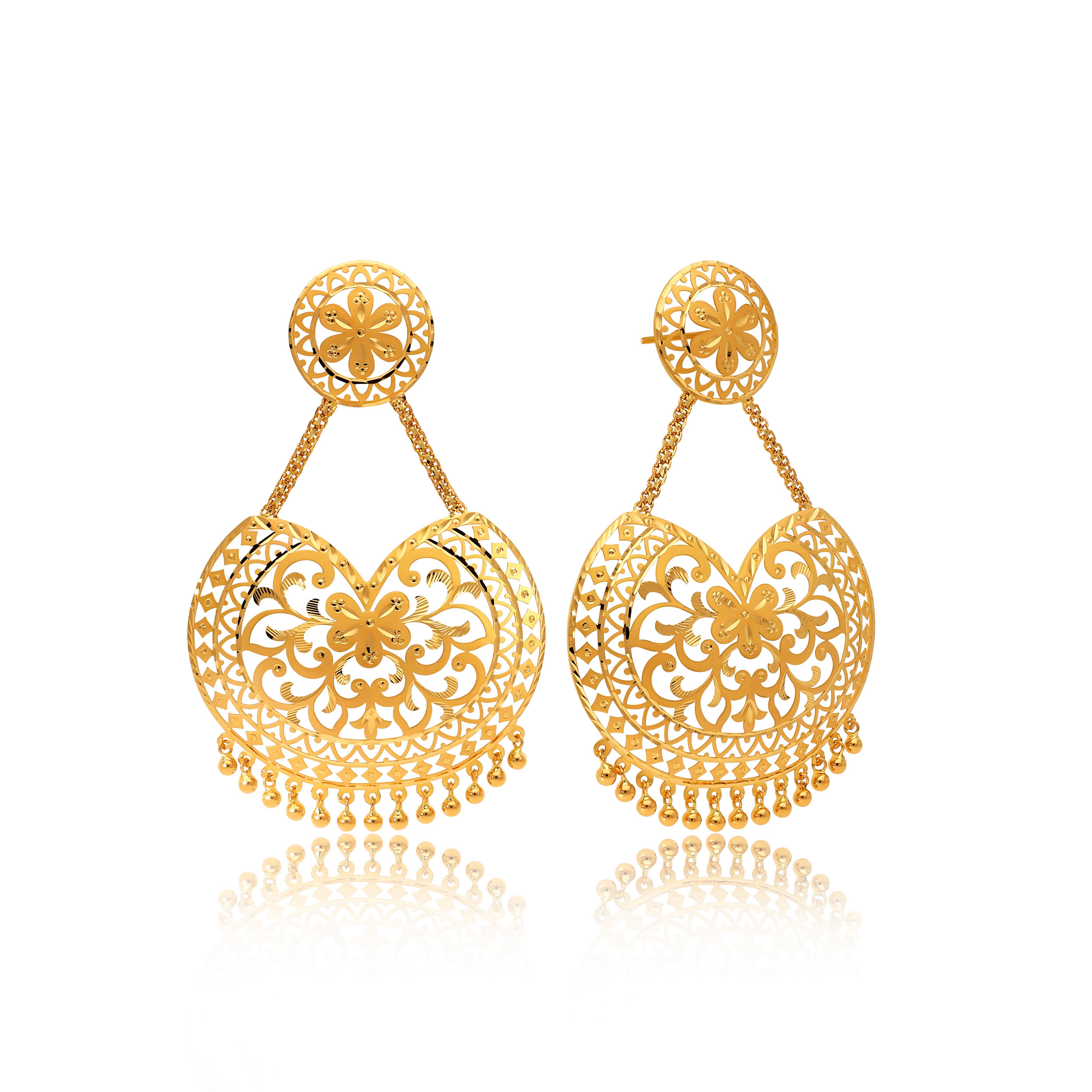 Enchanted Glow Gold Chandbali Earrings - Senco Gold and Diamonds