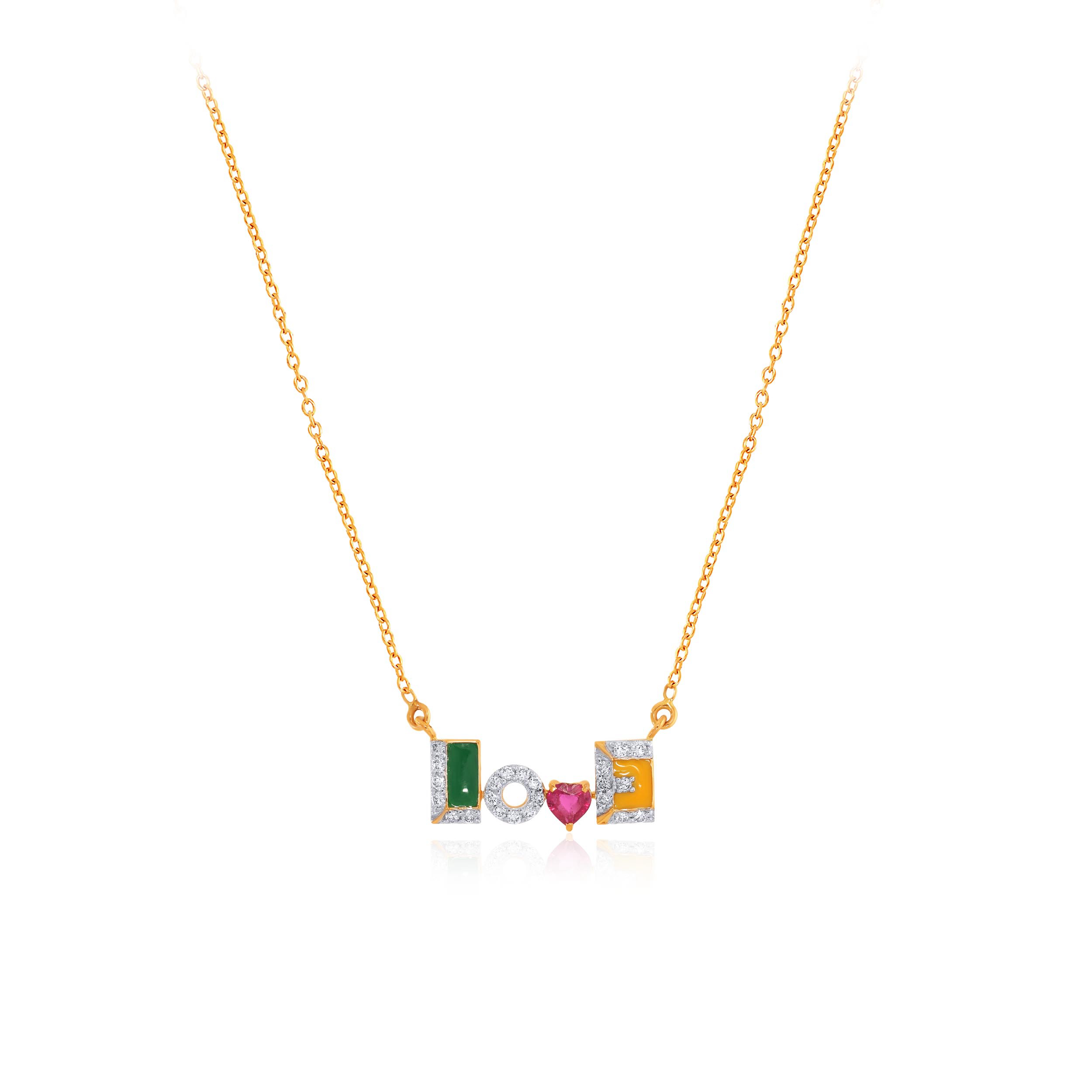 Shimmery Love Diamond Chain Pendant - Senco Gold and Diamonds