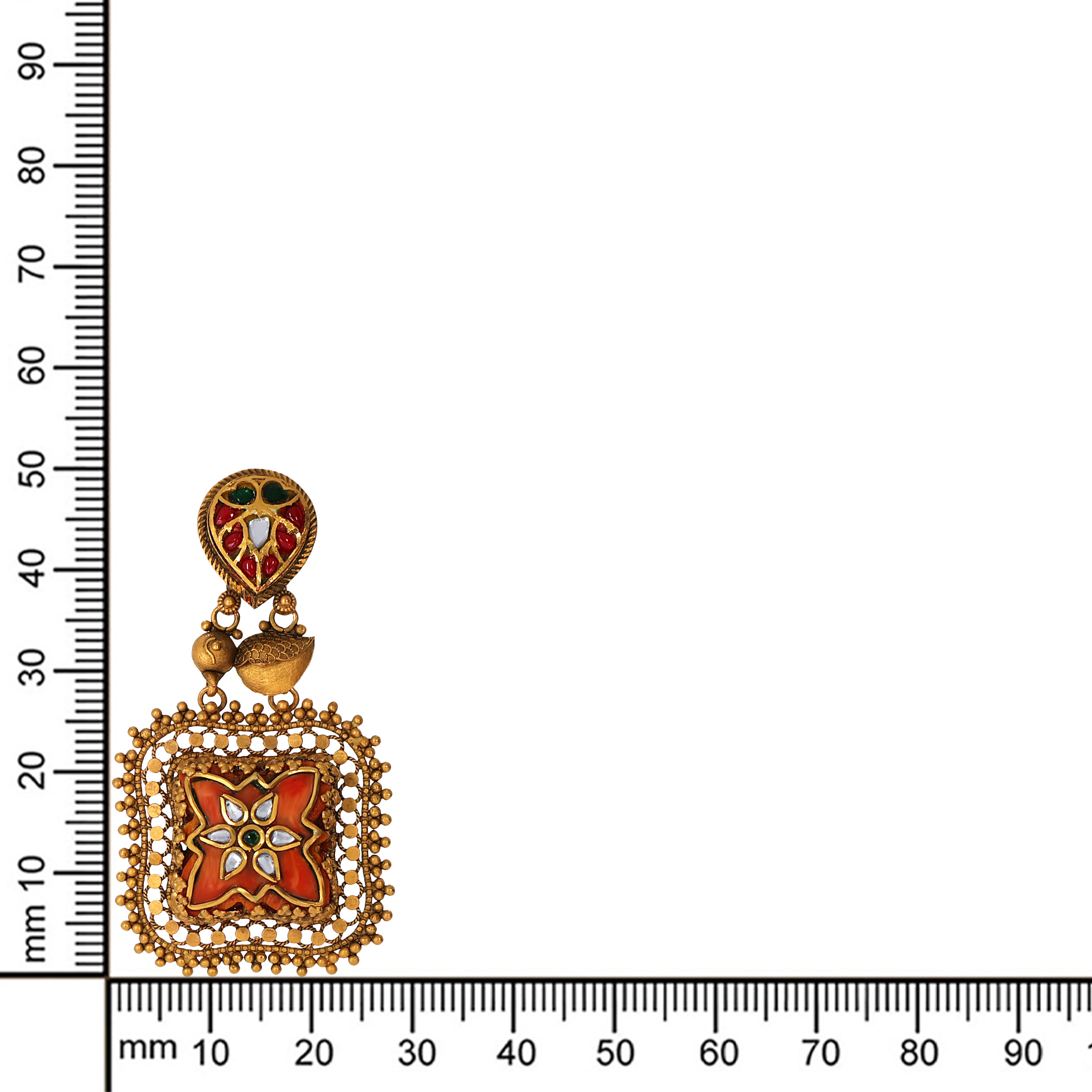 22K Yellow Gold Kundan Drop Earrings-GPGN-D000788467 - Senco Gold and Diamonds