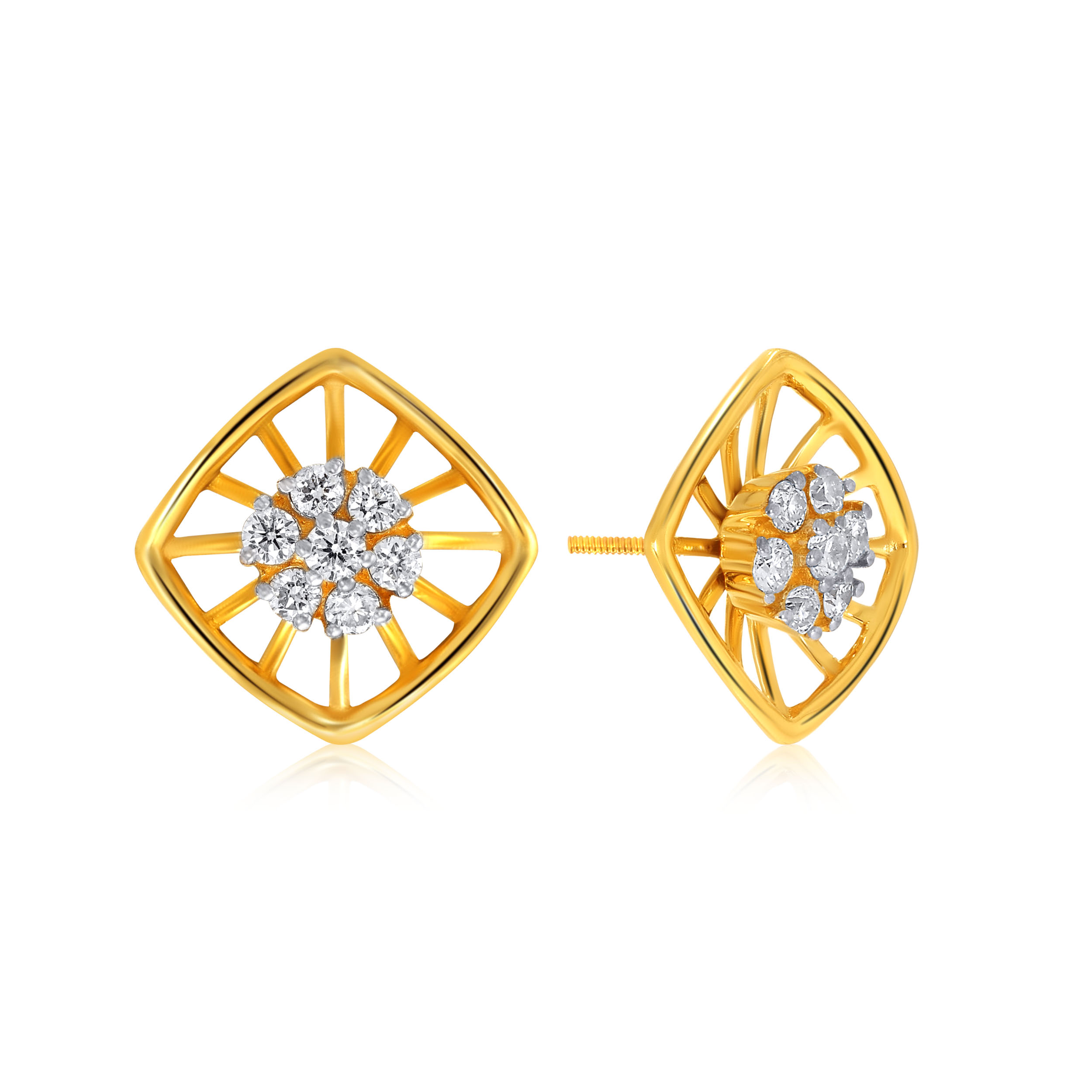 Geometric Wheel Diamond Studs - Senco Gold and Diamonds