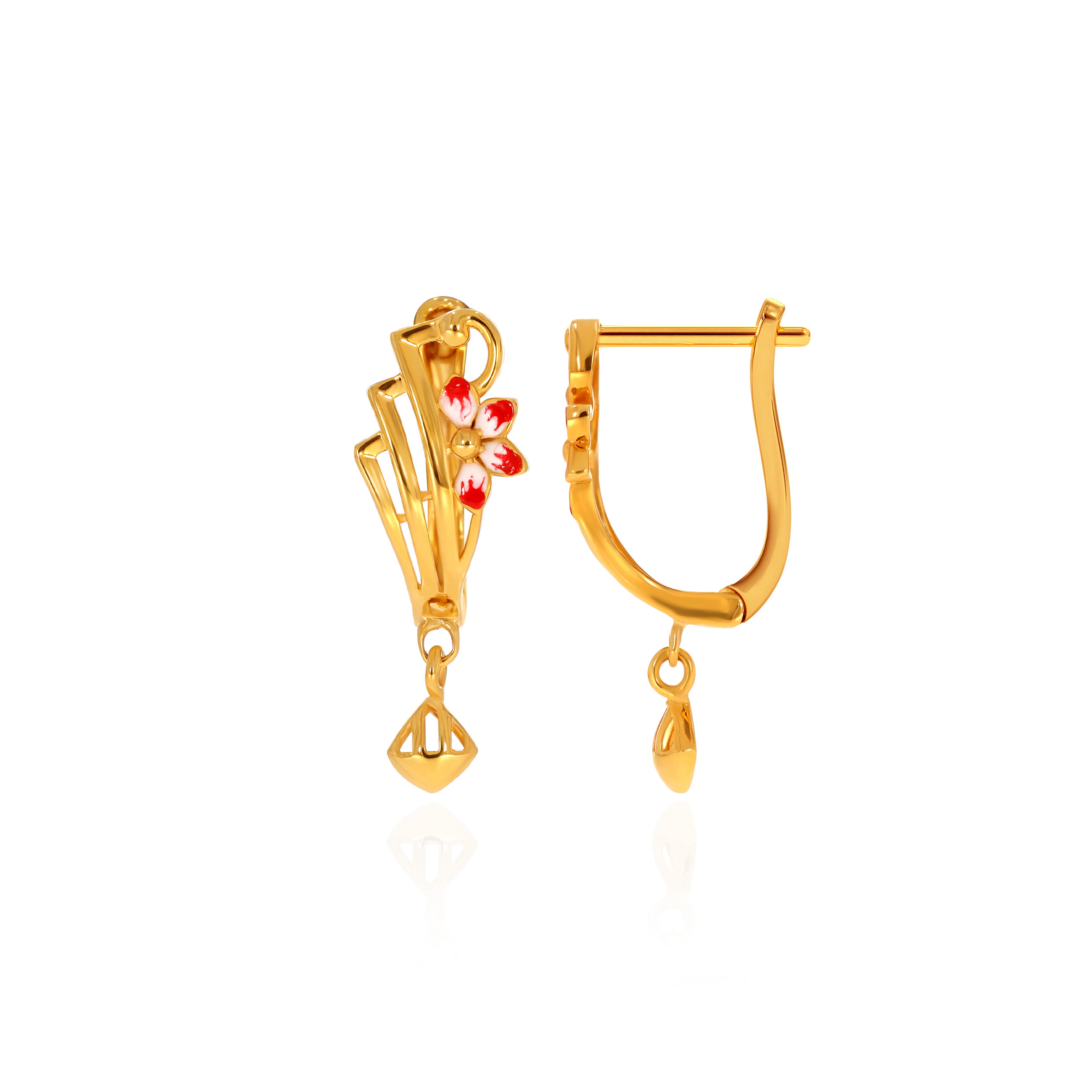 Floral Treasure Gold Hoop Earrings - Senco Gold and Diamonds