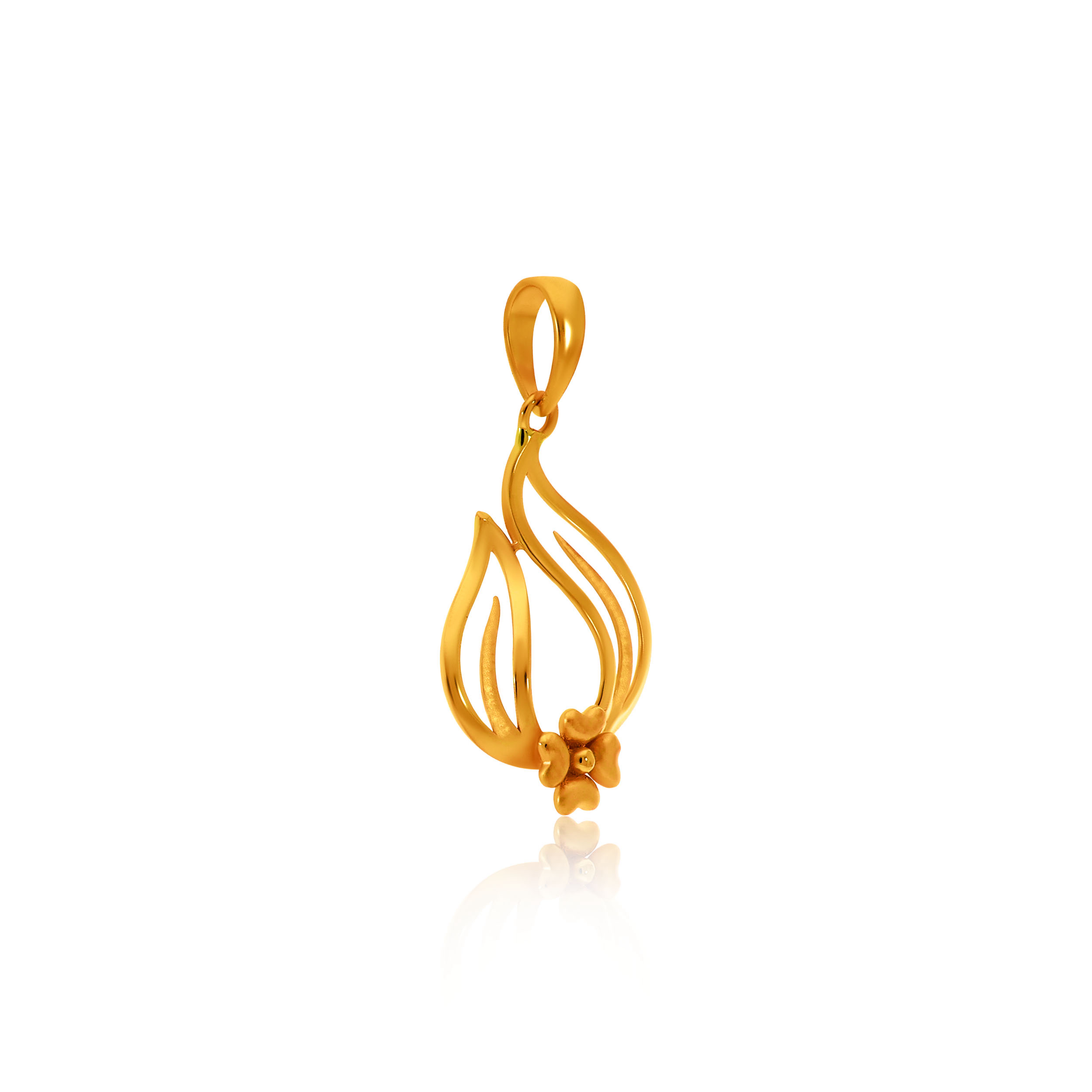Sleek Floral Motif Gold Pendant - Senco Gold and Diamonds