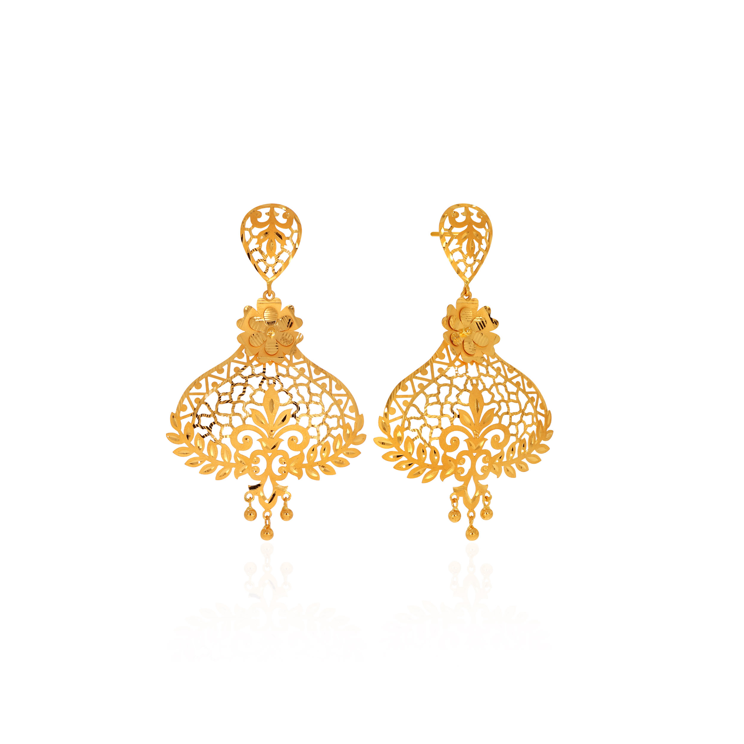 Ethnic Flora Gold Earrings - Senco Gold and Diamonds