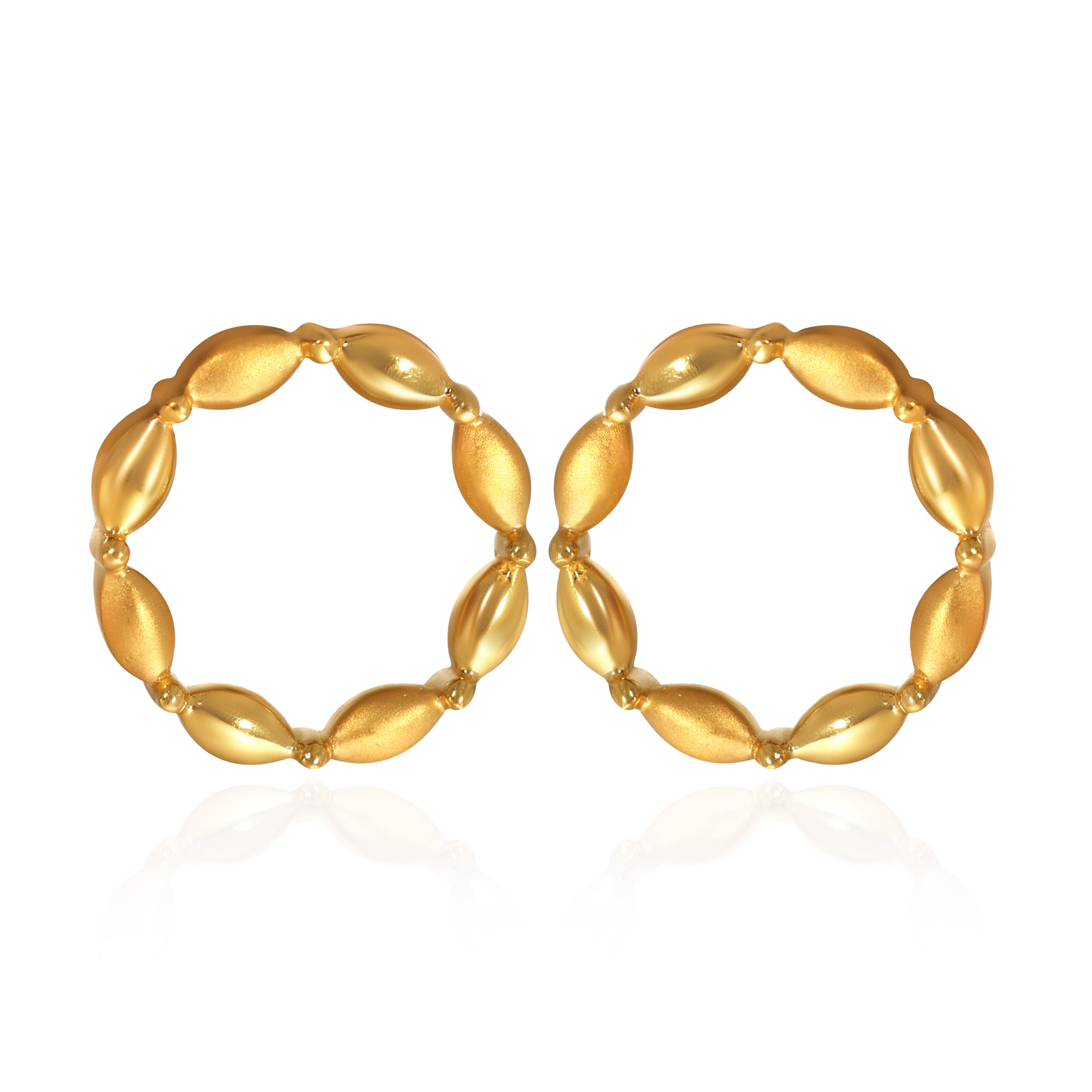 Gleaming Beaded Gold Studs - Senco Gold and Diamonds