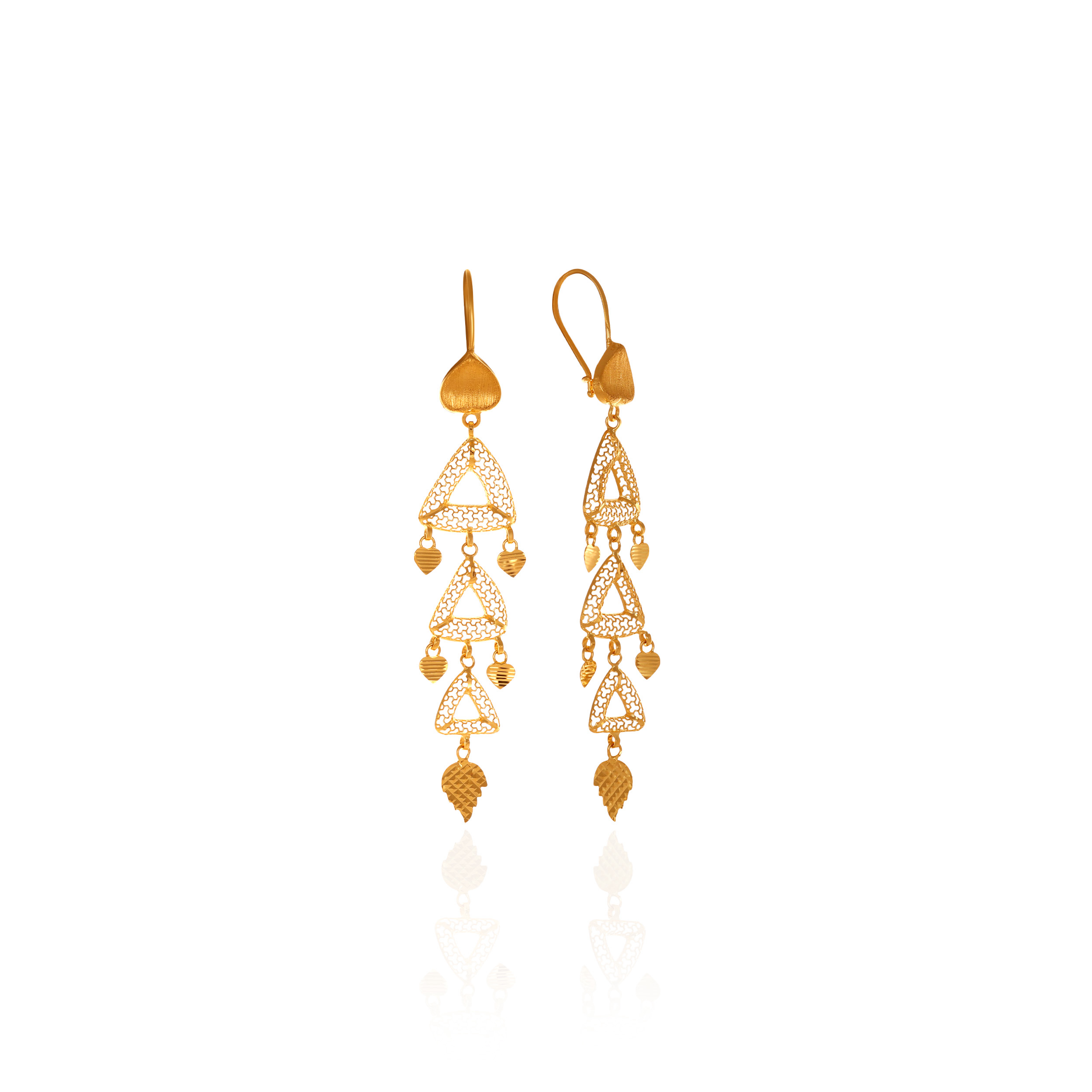 Trio Cascade Gold Hook Earrings - Senco Gold and Diamonds