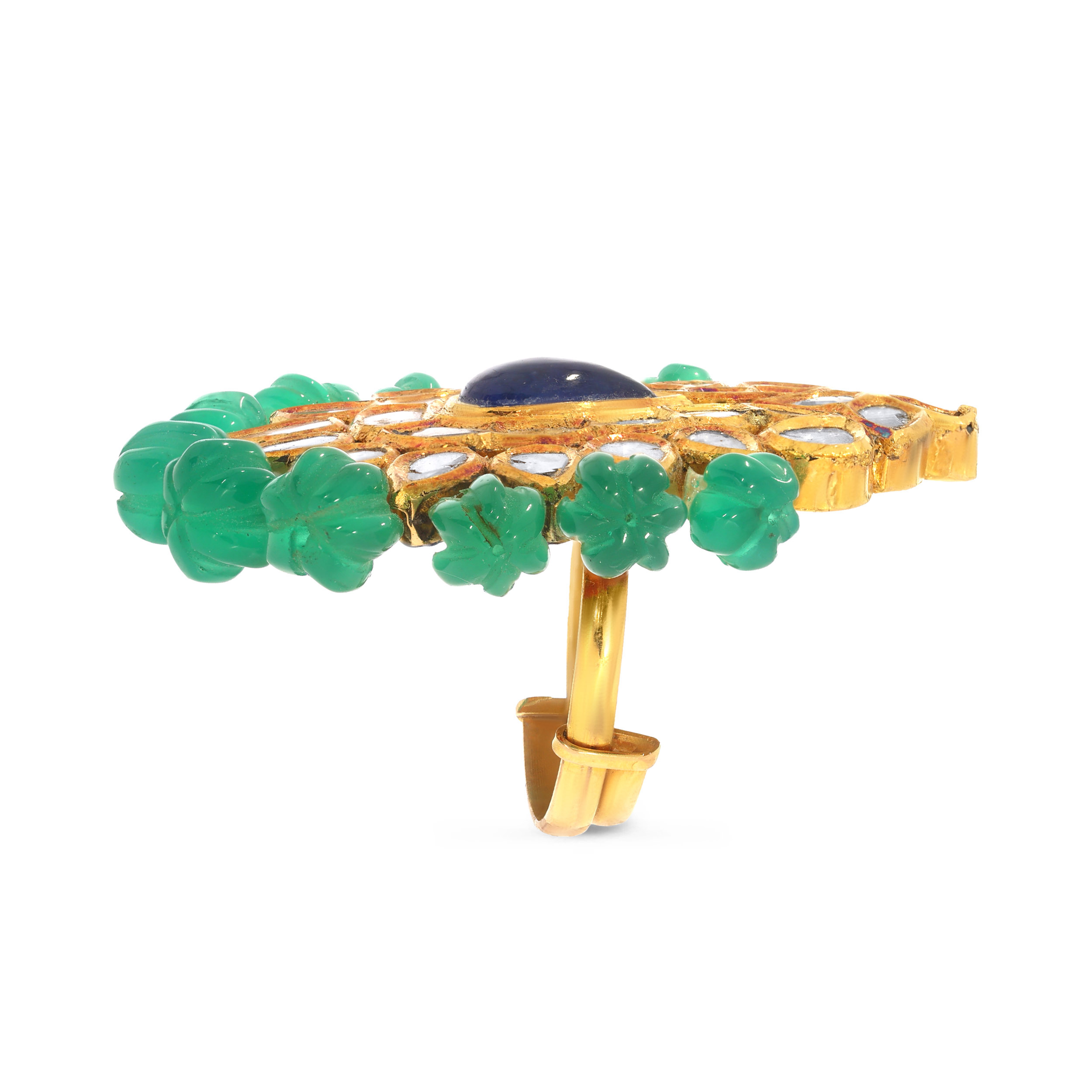 18K Yellow Gold Polki Kundan Ring-DLR-D000707557 - Senco Gold and Diamonds