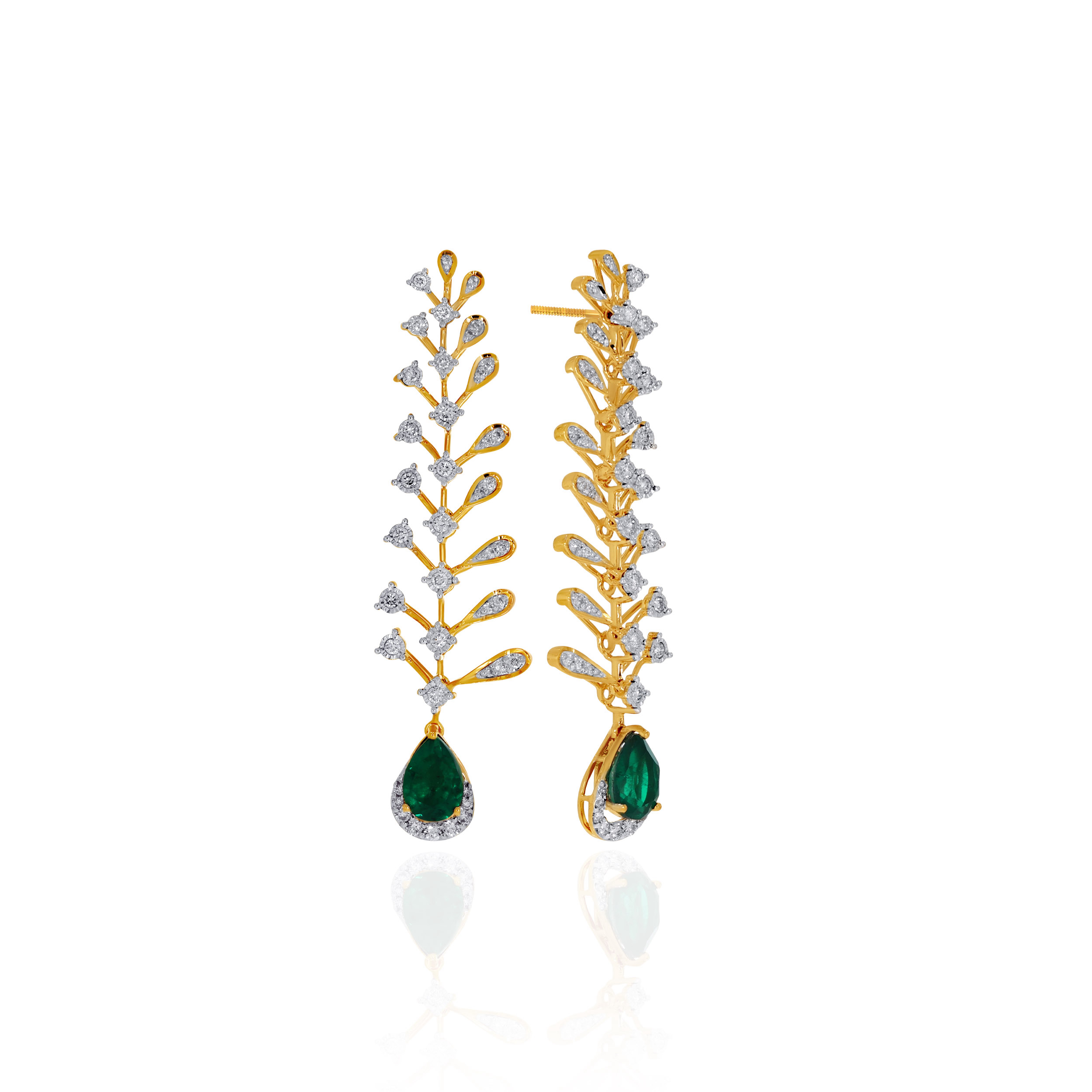 Vine Whisper Diamond Long Earrings - Senco Gold and Diamonds