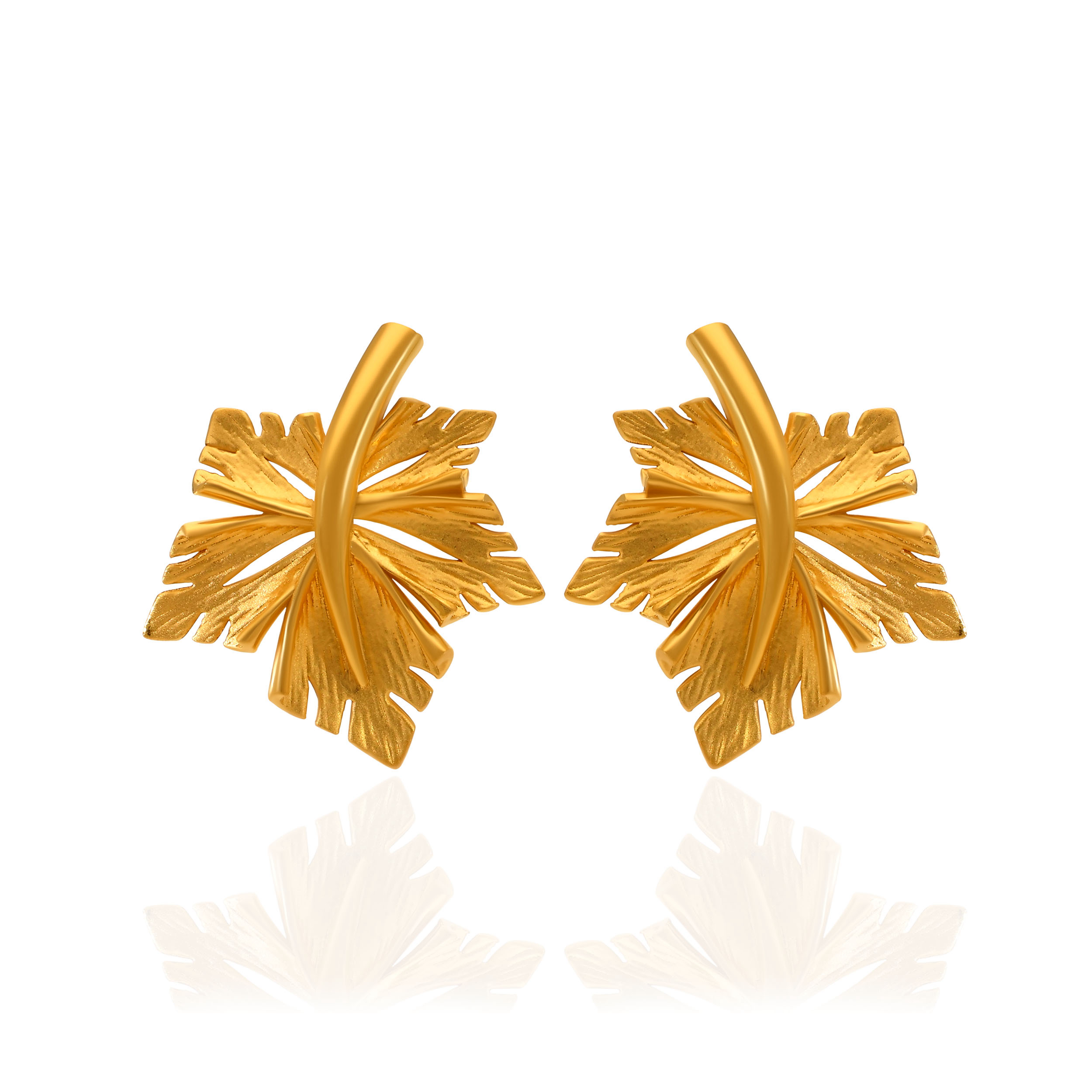 Gilded Leaflet Gold Studs - Senco Gold and Diamonds