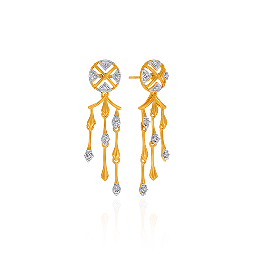 Evening Drape Diamond Dangler Earrings - Senco Gold and Diamonds