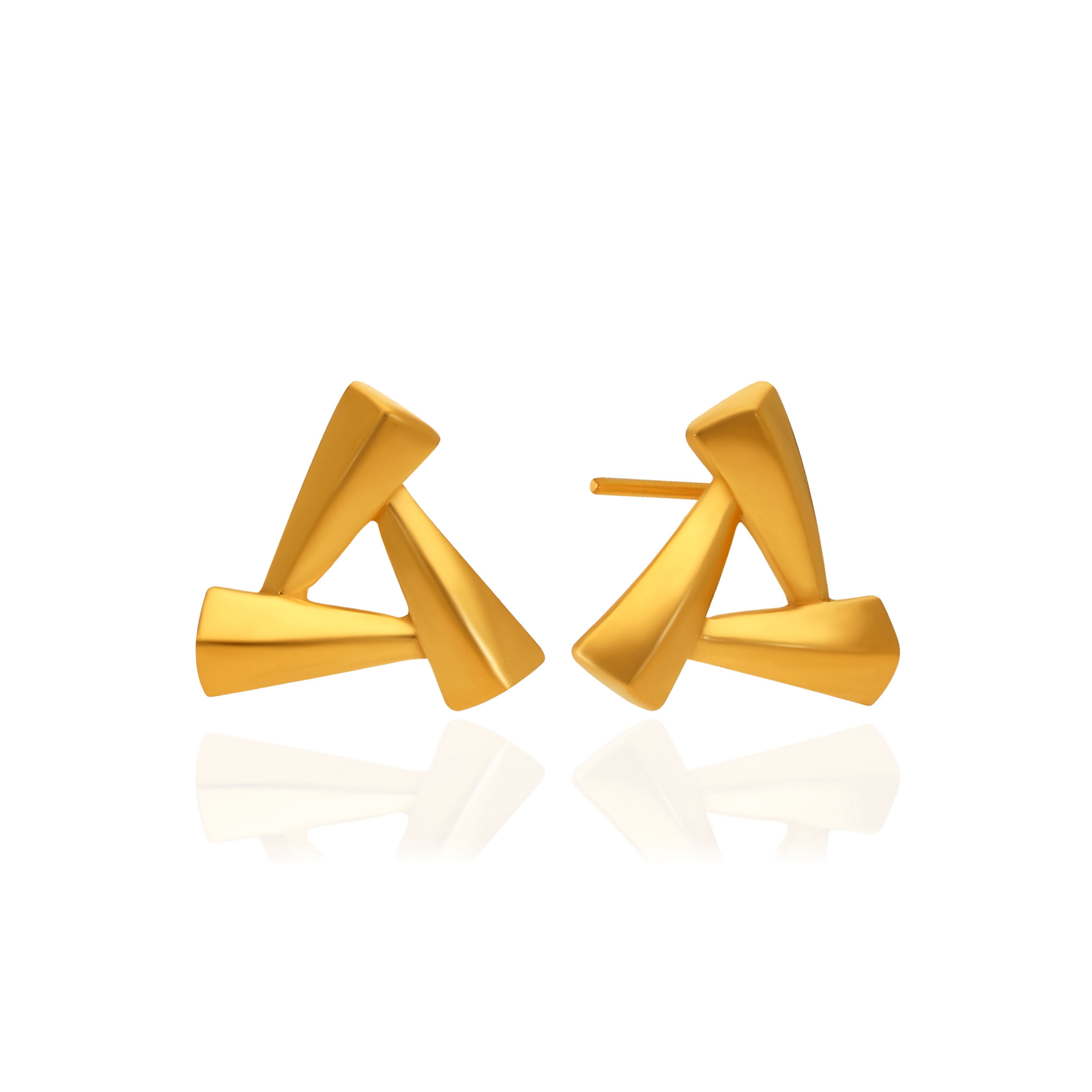 Triad Twist Gold Studs - Senco Gold and Diamonds