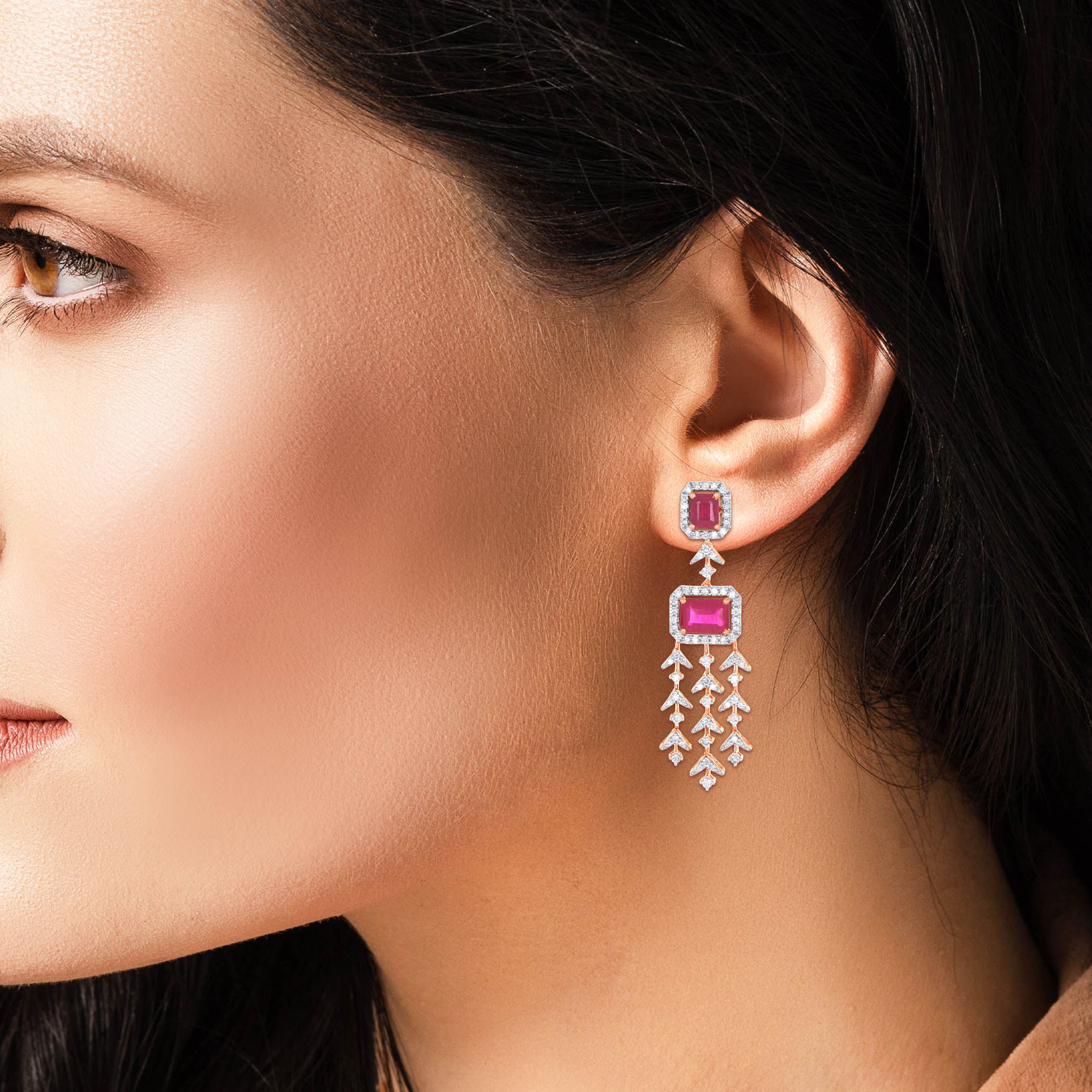 Rosé Cascade Chandelier Diamond Earrings - Senco Gold and Diamonds