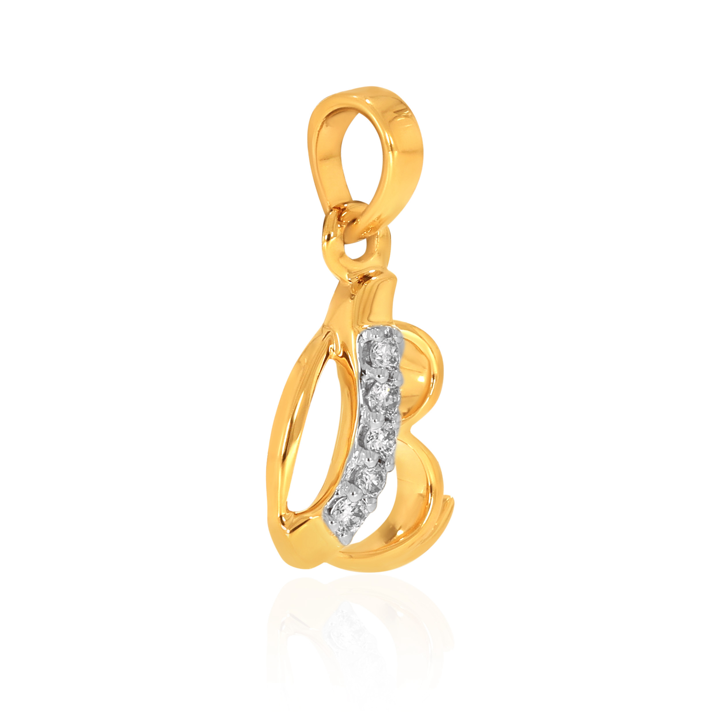 18K Yellow Gold B Alphabet Diamond Pendant-DPN-D000748629 - Senco Gold and Diamonds