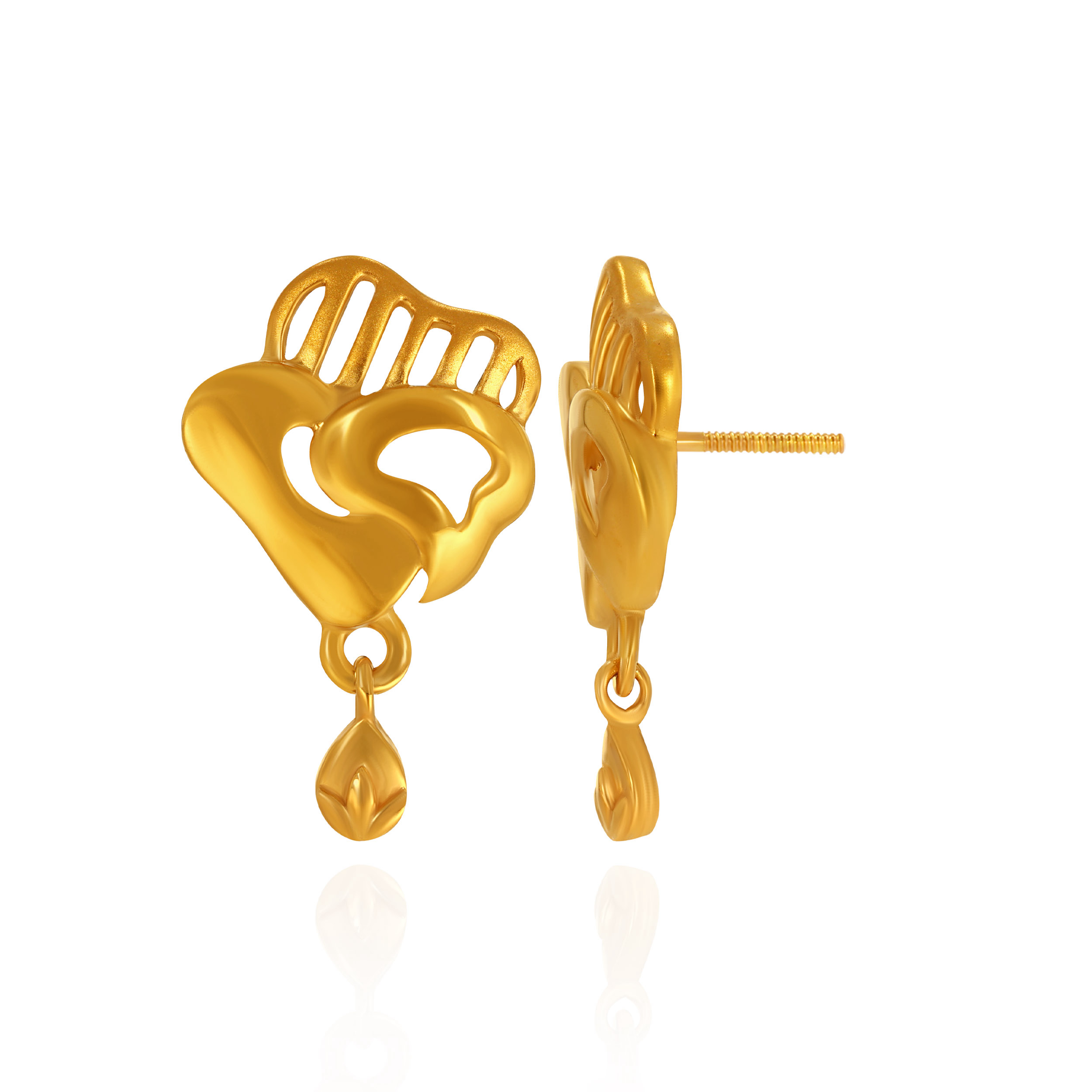Sculpted Charm Gold Drop Earrings - Senco Gold and Diamonds