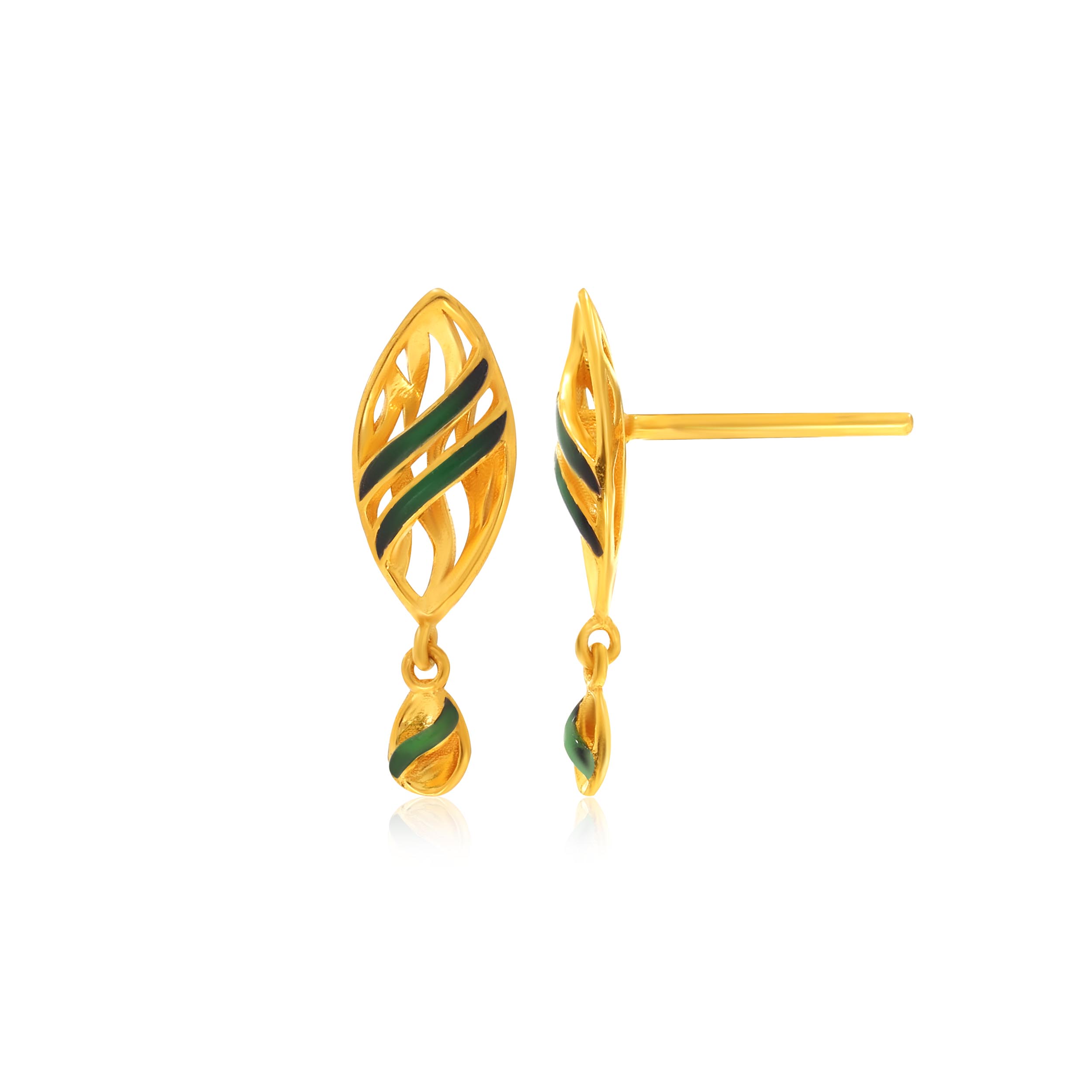 Fiery Leaf Gold Studs - Senco Gold and Diamonds