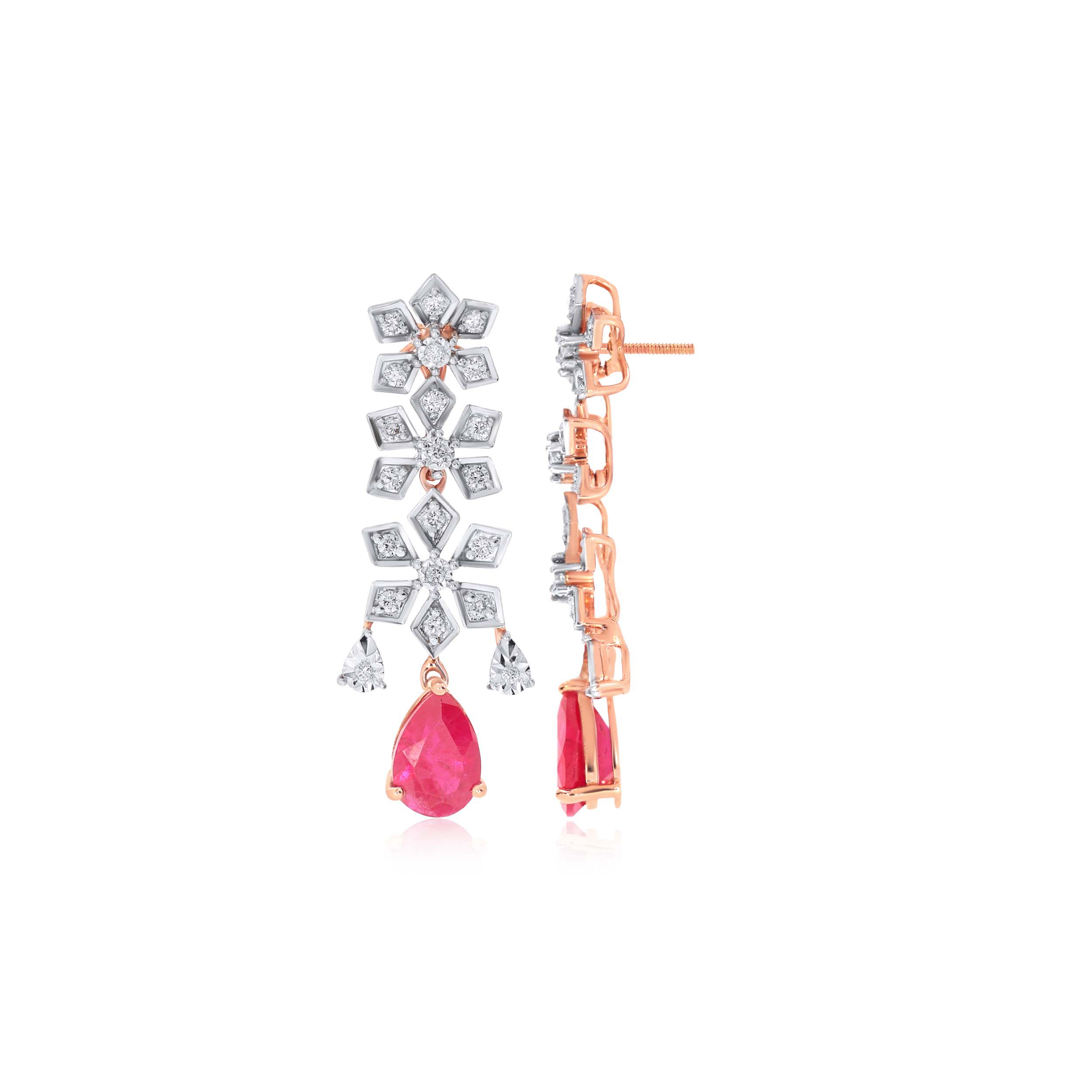 Romantique Bloom Diamond Drop Earrings - Senco Gold and Diamonds
