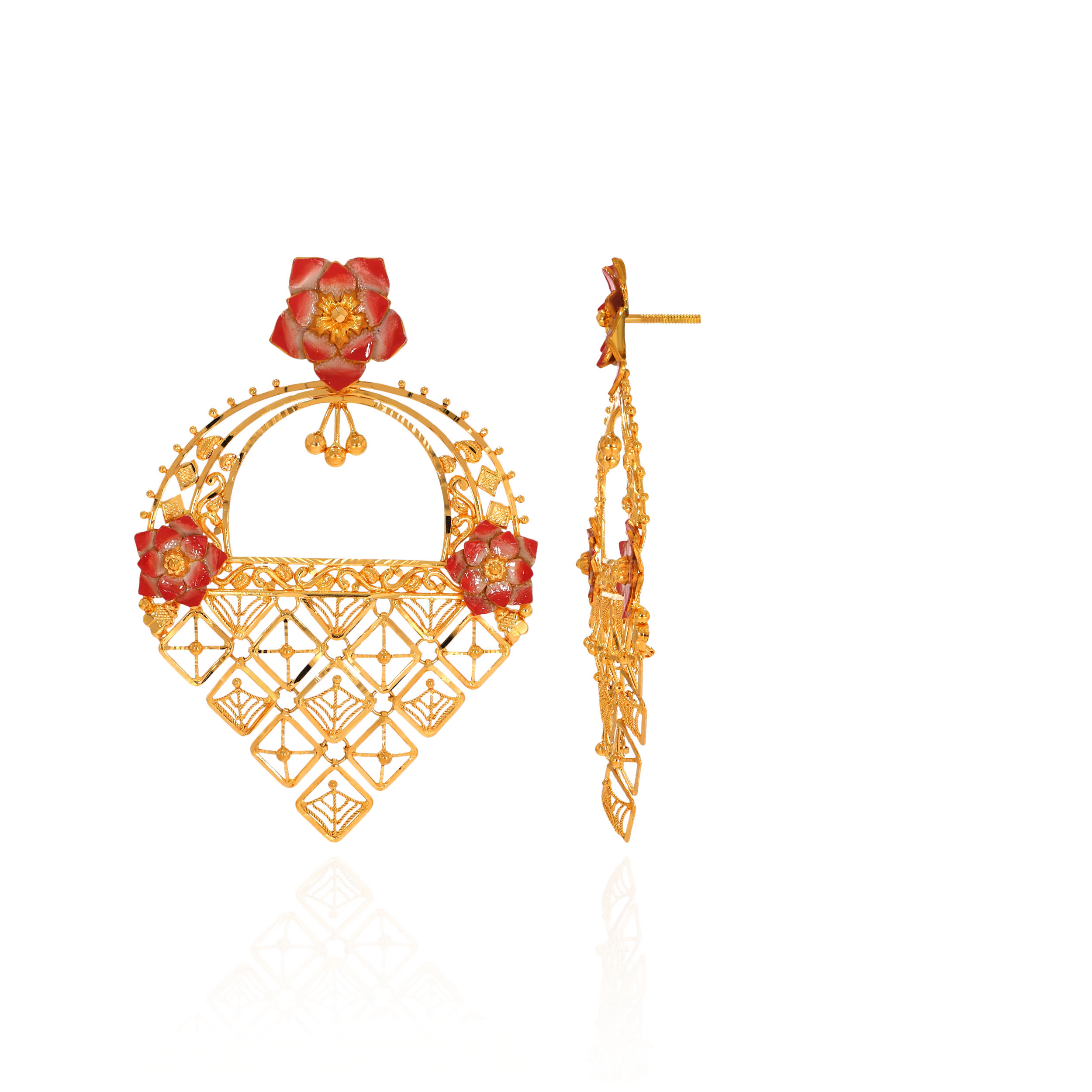 Eternal Lotus Bloom Gold Earrings - Senco Gold and Diamonds