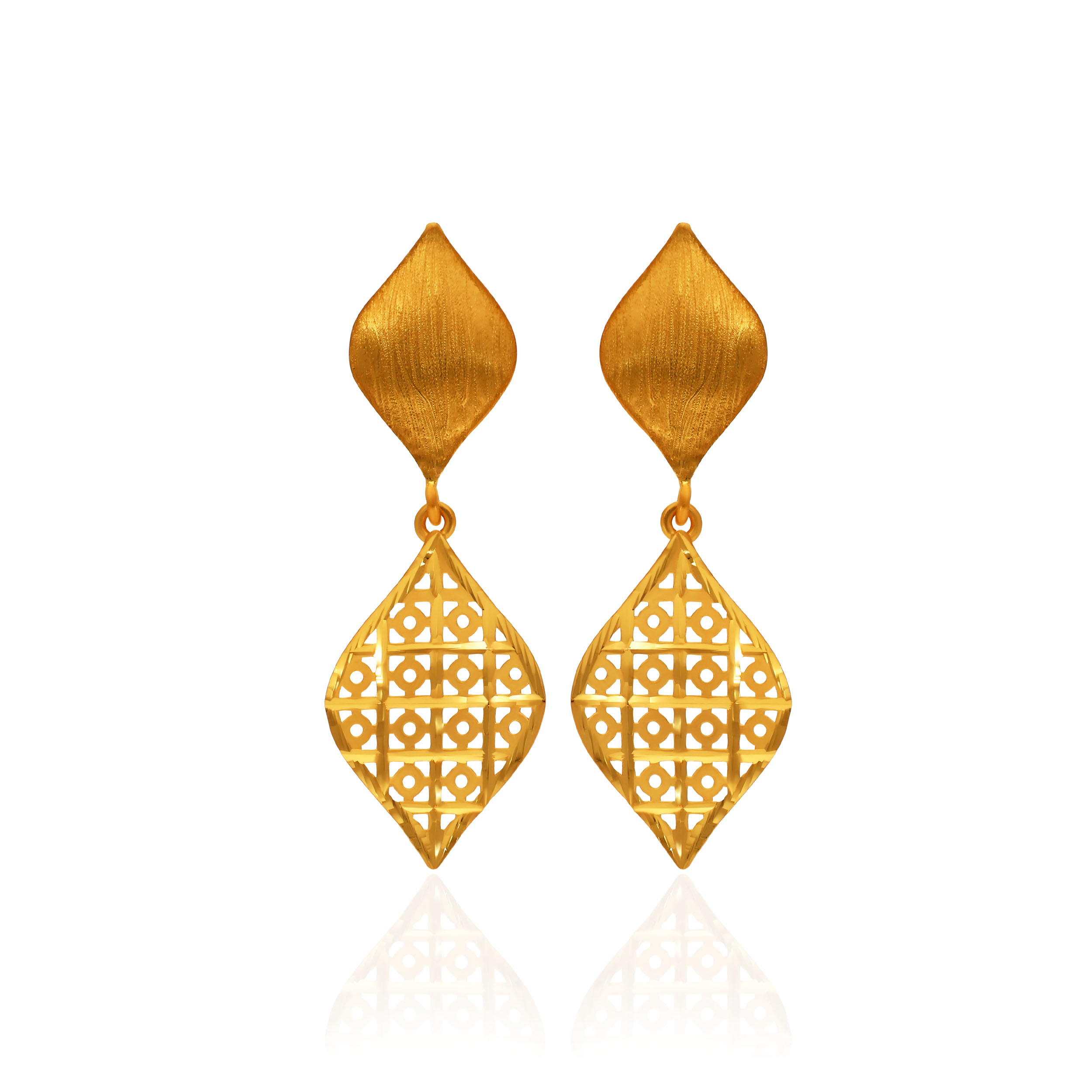 Ornate Grid Gold Earrings - Senco Gold and Diamonds