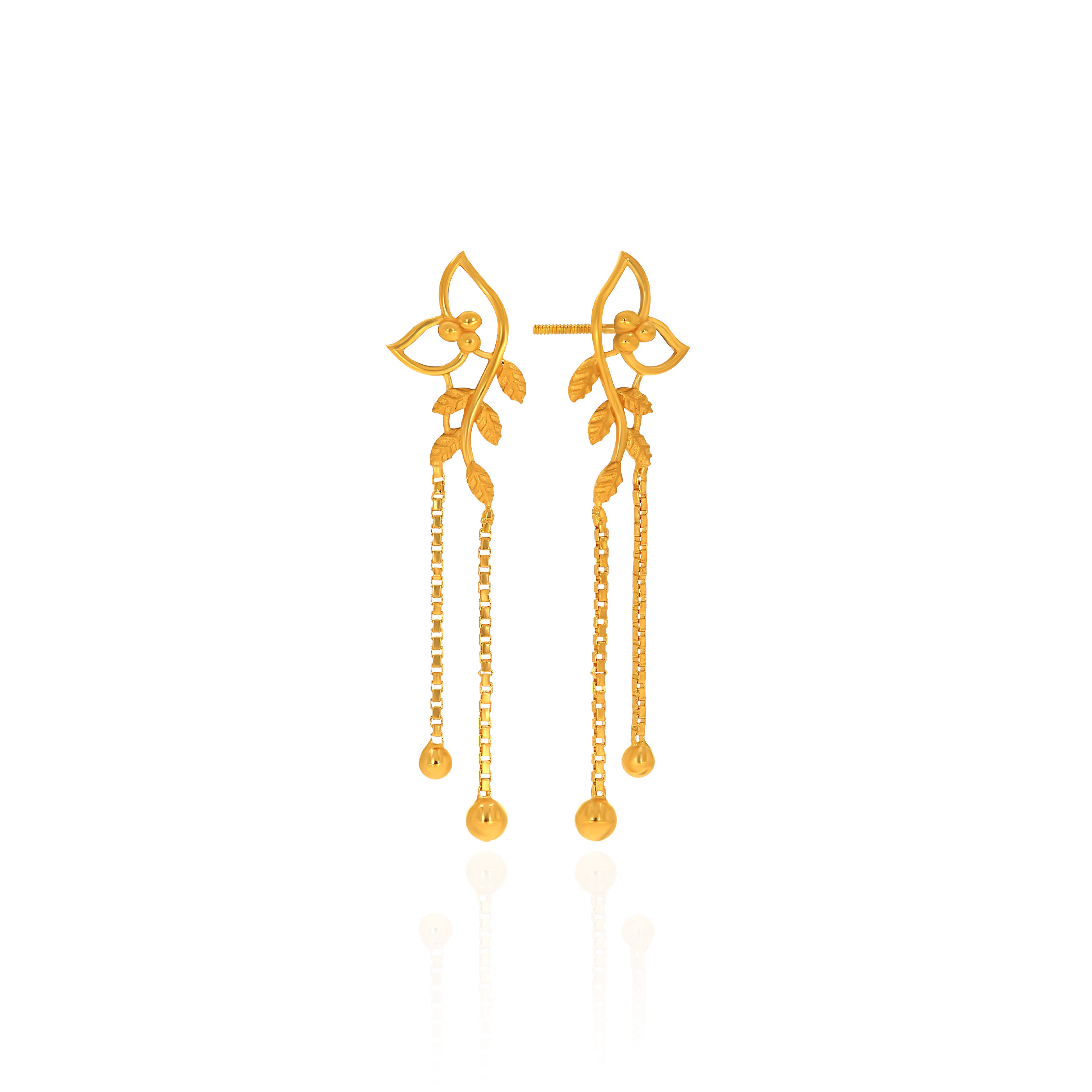 Gleaming Vines Gold Dangler Earrings - Senco Gold and Diamonds